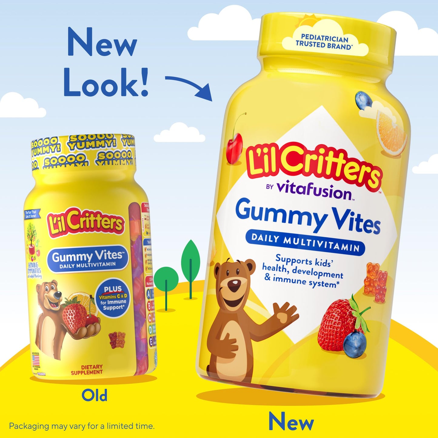 L'il Critters Gummy Vites Daily Kids Multivitamins Assorted Fruit Flavors for Ages 2+ Toddlers & Kids, Gummy Vitamin with Vitamin C and D Lil Critters