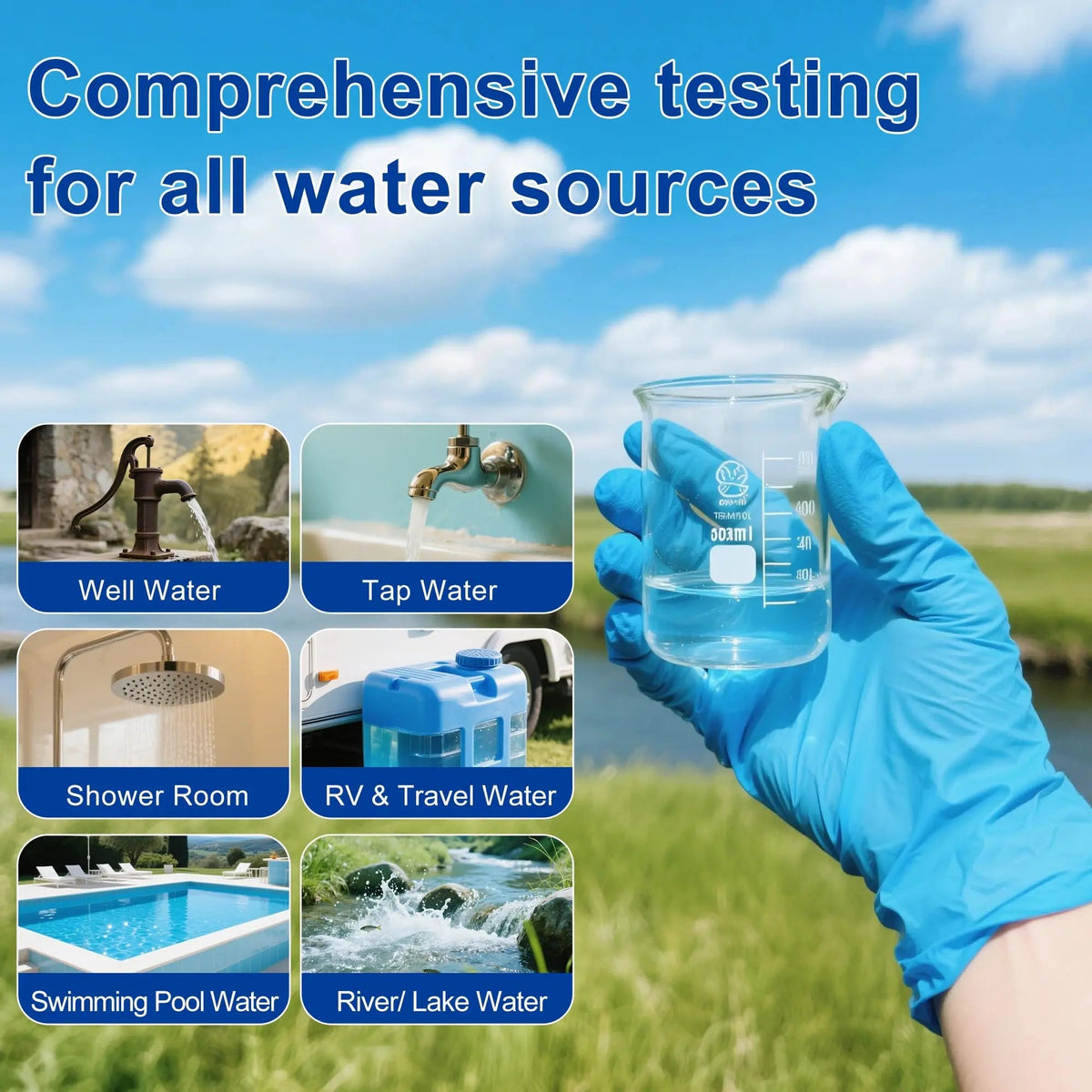 Bacteria Test Kits for Drinking Water - 12 Tests Detect Coliform, E.coli & All Bacteria | Home Quality Testing Kit for Well, Tap, Pool, Hot Tub & City Water | Easy DIY Tester with Free Lab Analysis Funhaostar