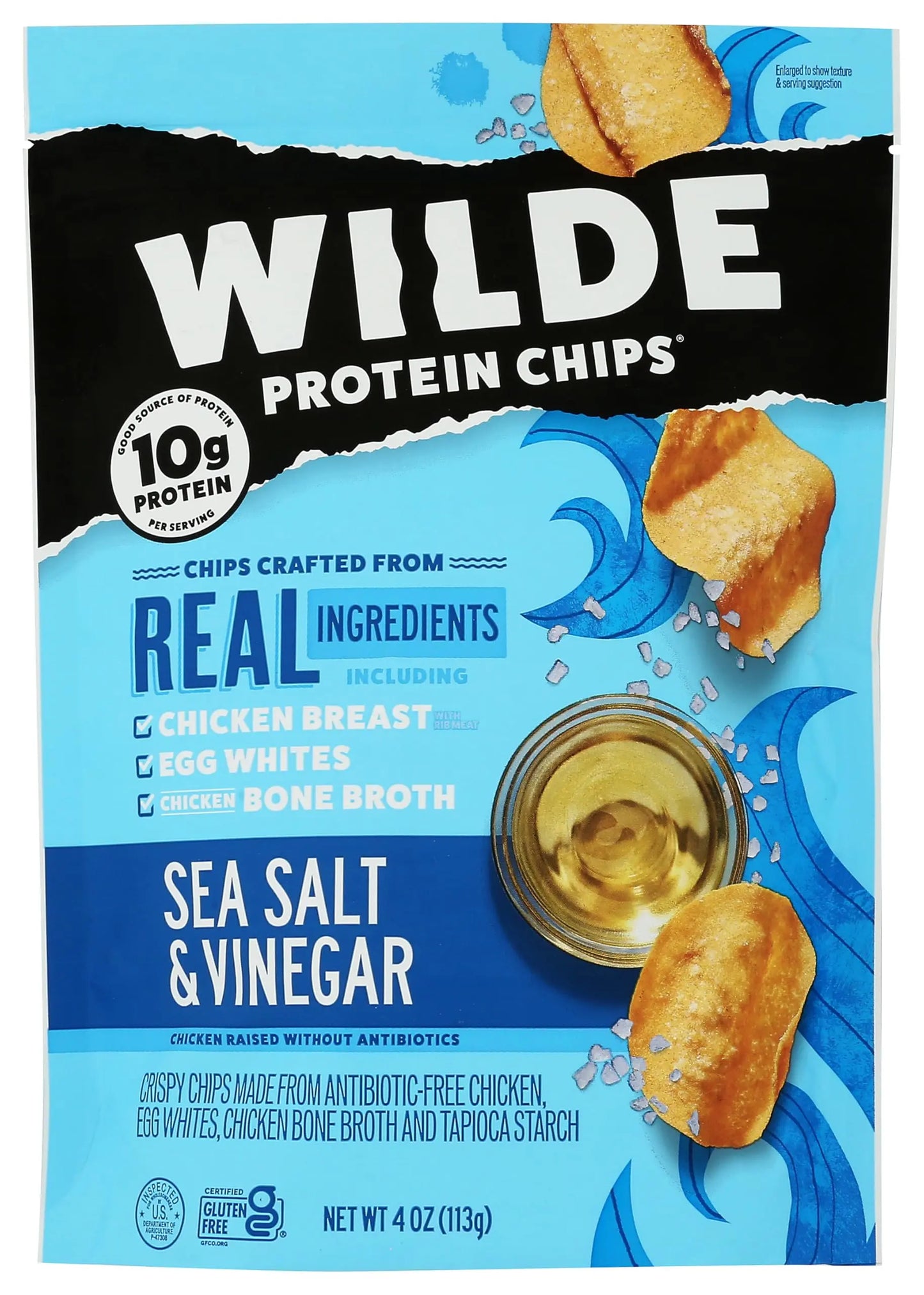 Wilde Snacks Chips Protein Seasalt Vingar 4 OZ WILDE BRANDS