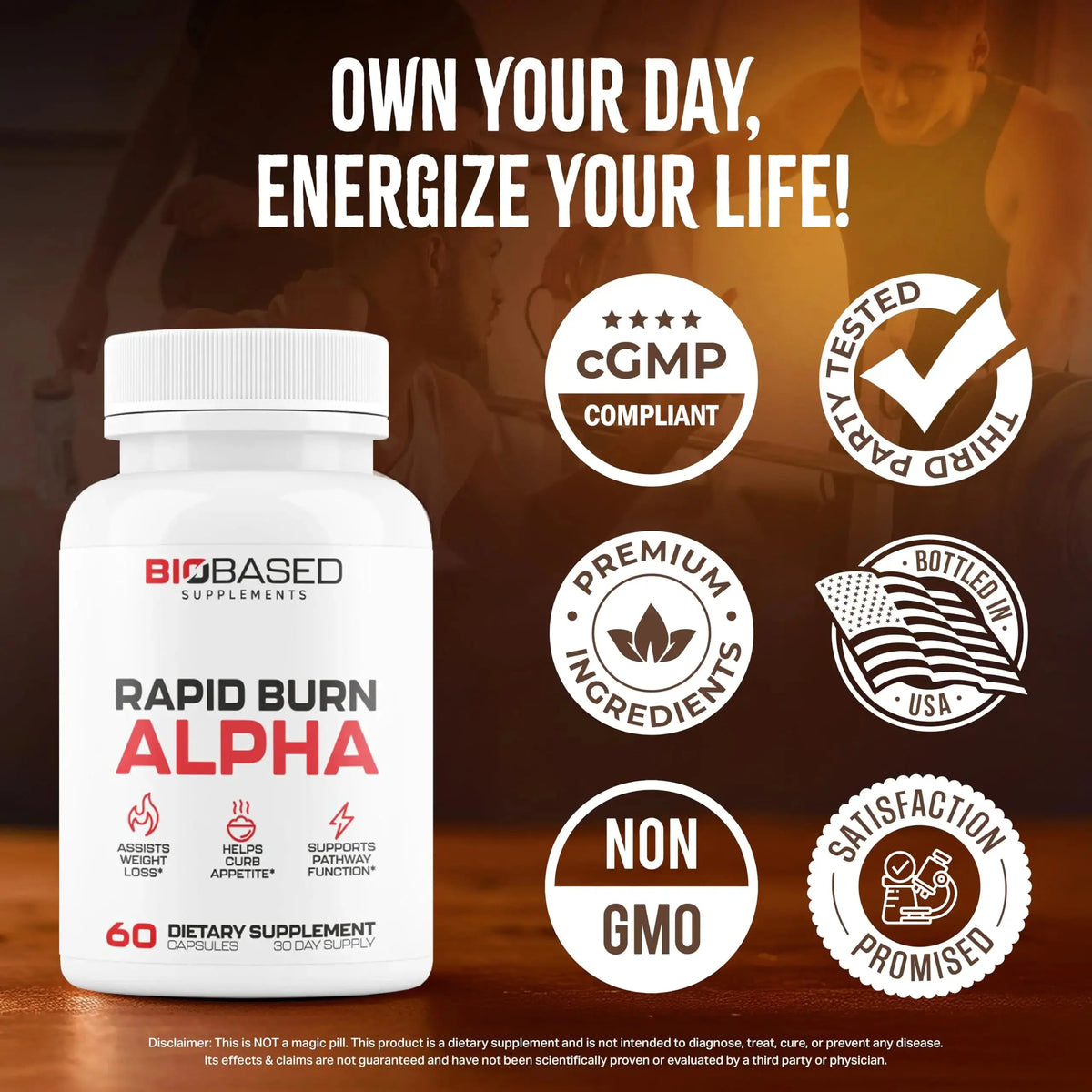 Rapid Burn Alpha - Fat Burner for Men - Supports Healthy Pathways Associated with Activity - Supports Appetite Control, Energy Booster, Helps Increase Metabolism & Fat Loss - 60 Unisex Capsules Nutrimend IQ