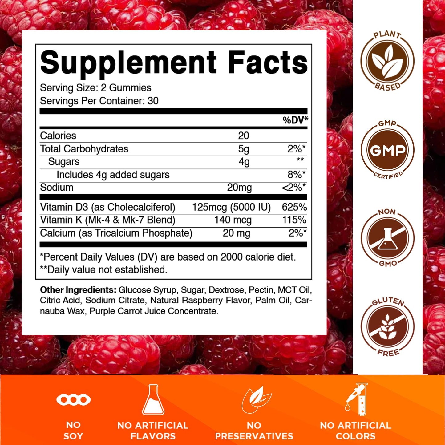 Vitamatic Vitamin D3 & K2 Gummies (2-Pack, 60 Count) Supports Healthy Bones, Heart Health, Calcium Absorption, Vitamatic