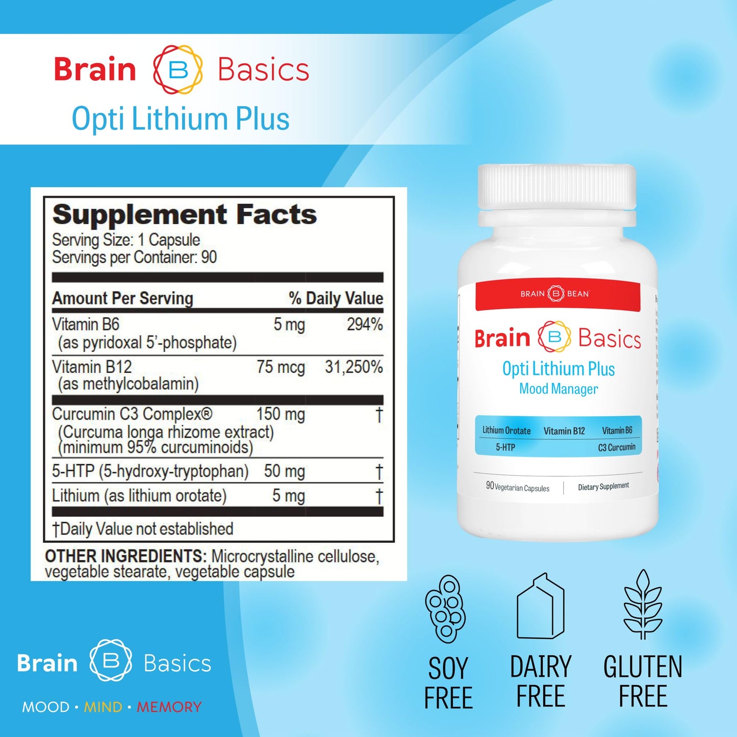 Opti Lithium Plus: Supercharge Brain Health with Enhanced Nutrient Absorption for Optimal Well-Being. Brain Bean