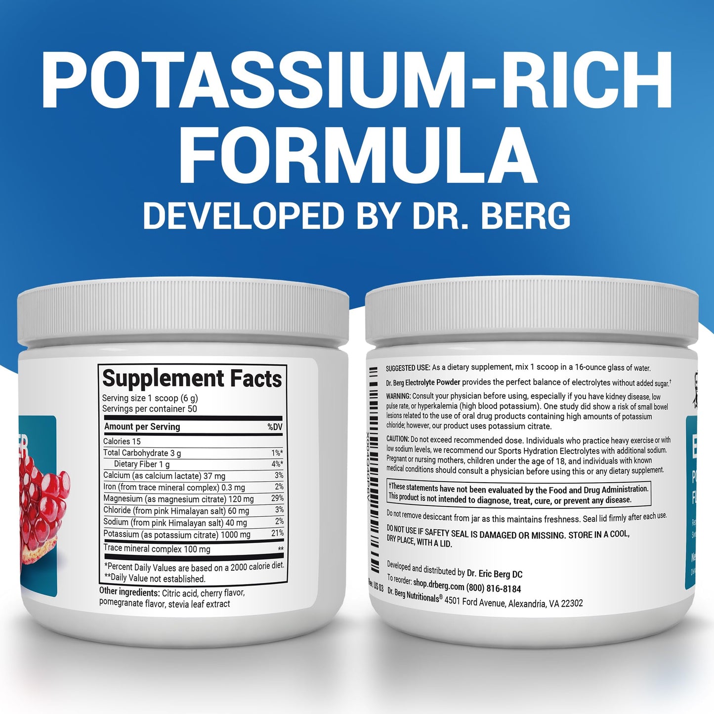 Dr. Berg Zero Sugar Hydration Keto Electrolyte Powder - Enhanced w/ 1000 mg of Potassium & Real Pink Himalayan Salt (NOT Table Salt) Dr. Berg Nutritionals