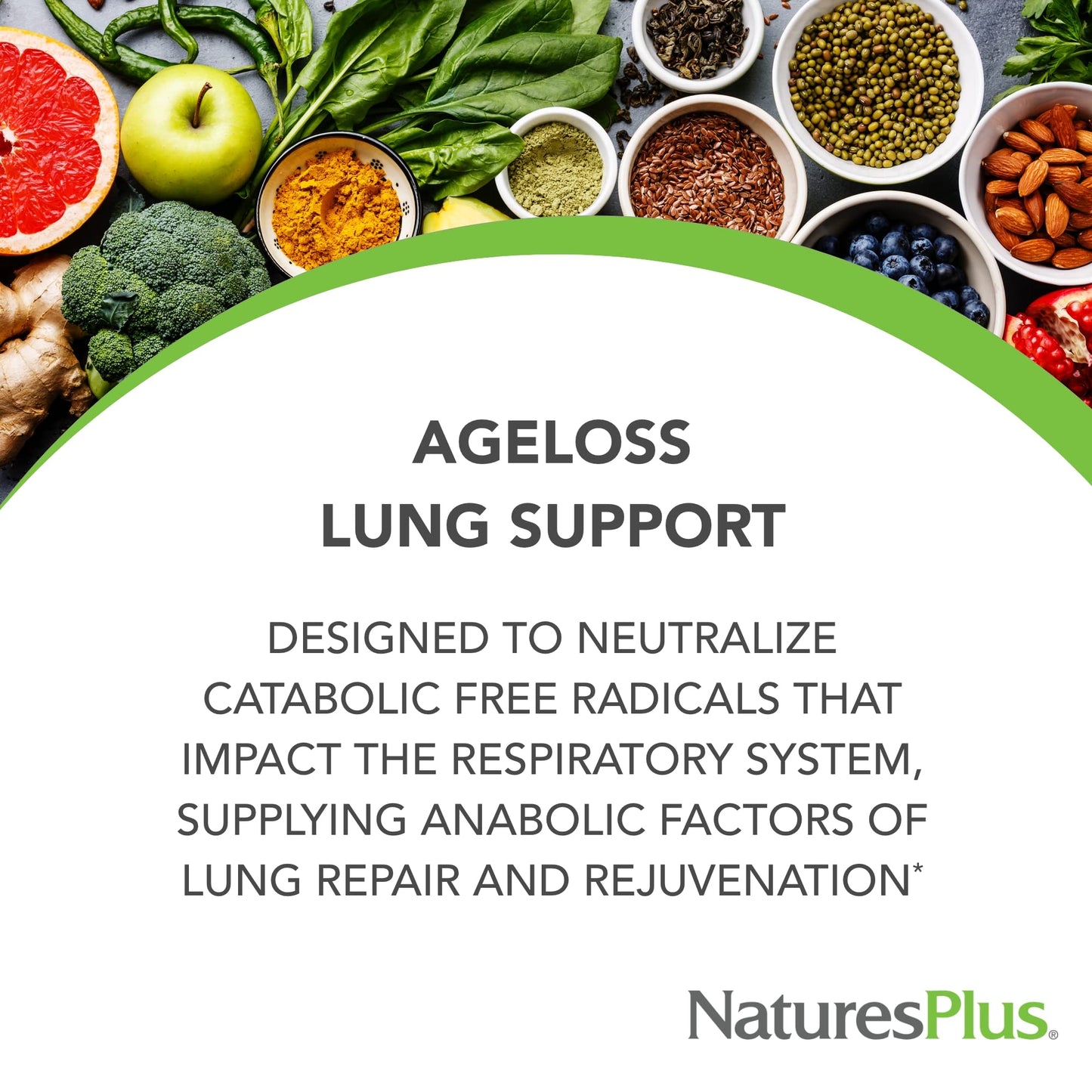 NaturesPlus AgeLoss Lung Support - 90 Capsules - Vegetarian, Gluten Free - 30 Servings NaturesPlus