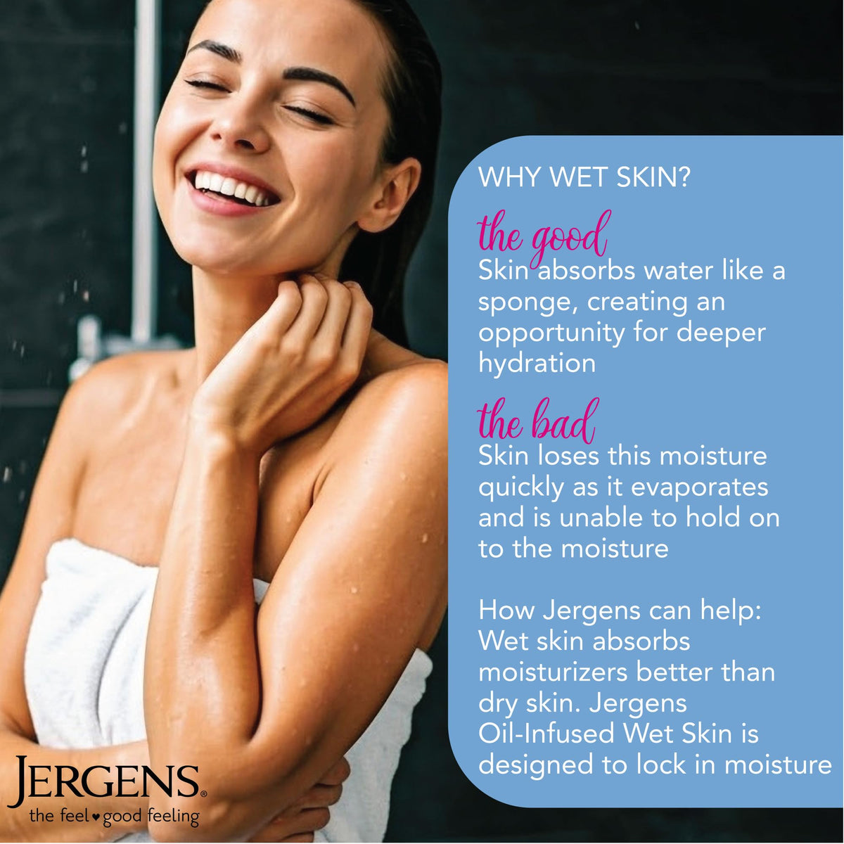 Jergens Wet Skin Body Lotion with Coconut Oil, In Shower Lotion for Dry Skin, Fast-Absorbing, Non-Sticky, Dermatologist Tested, 10 Ounce Jergens