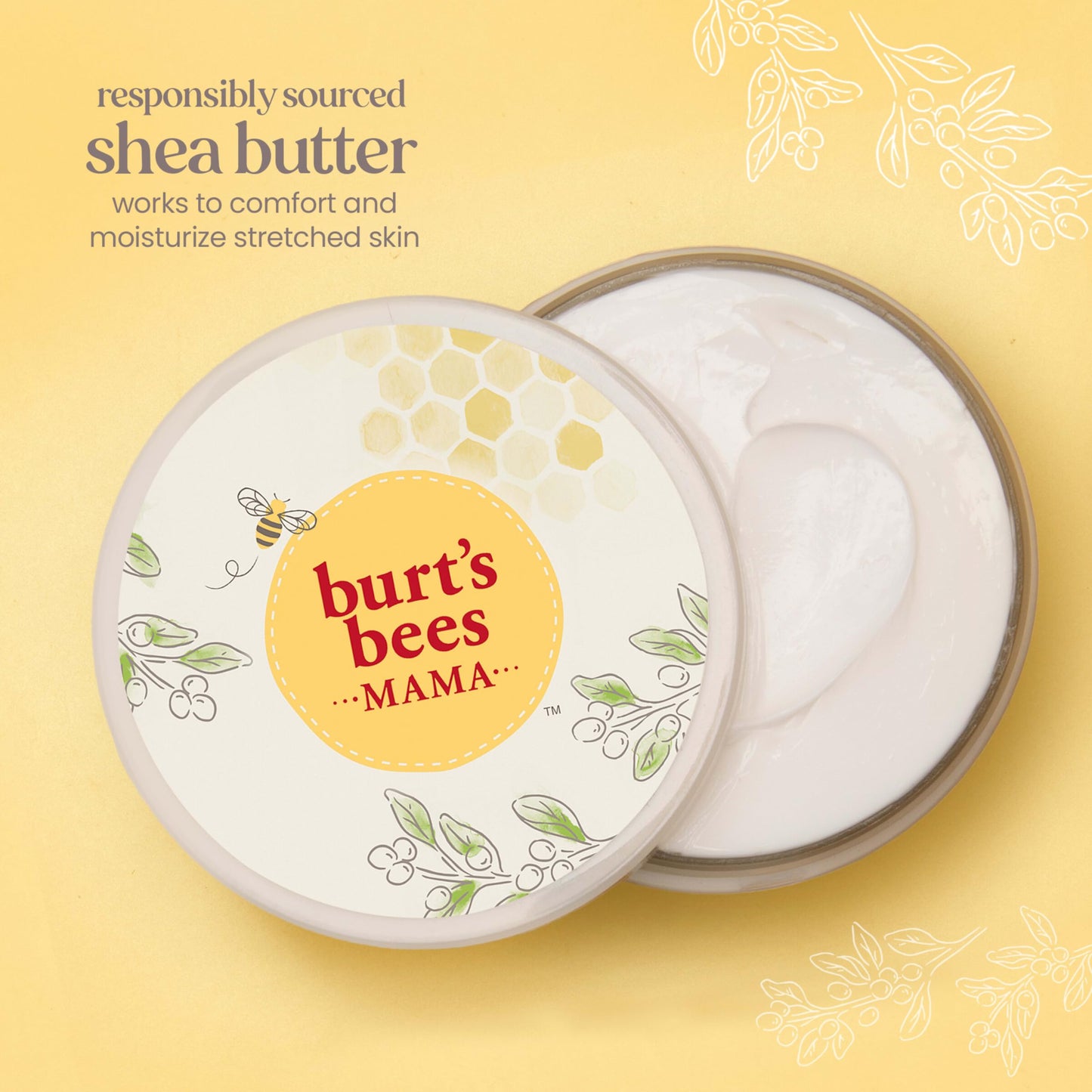 Burt's Bees Mama Belly Butter Stretch Mark Cream for Pregnancy Massages Body & Reduces Scar Appearance, Prenatal & Postnatal Tummy Skin Care Burt's Bees