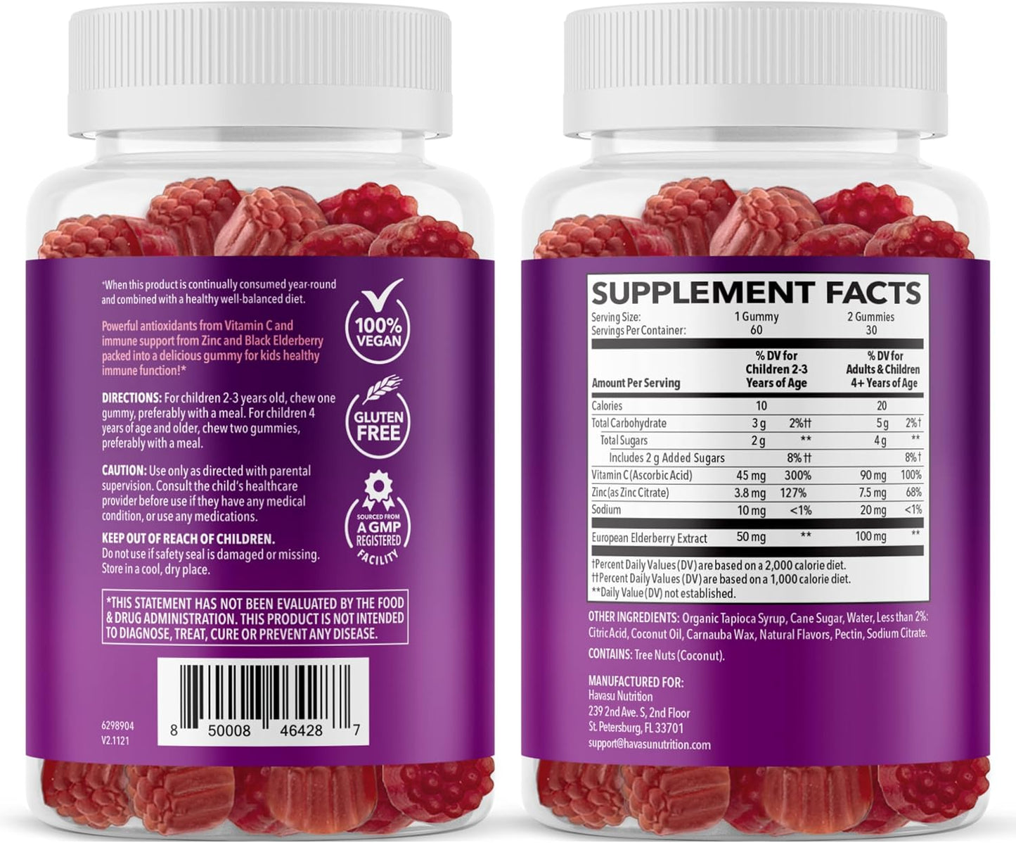 Elderberry Gummies for Kids with Vitamin C & Zinc, Berry, 30 Servings | Vegan, Non-GMO, Gluten Free Immune Support for Children, Daily Defense with Antioxidants & Essential Nutrients, 60 Count Gsupps Australia