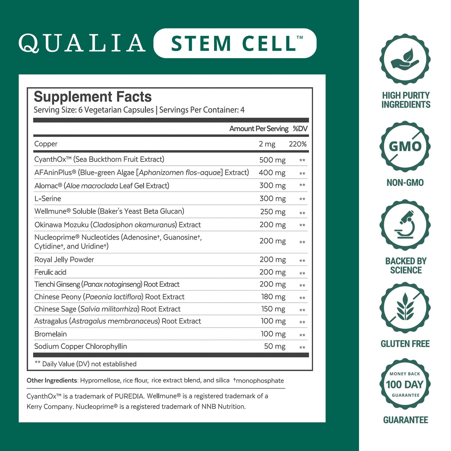 Qualia Stem Cell — Stem Cell Supplement Support with Royal Jelly, Astragalus & Sea Buckthorn | 16 Ingredients | 4 Days a Month | Helps Body Naturally heal* QUALIA LIFE SCIENCES