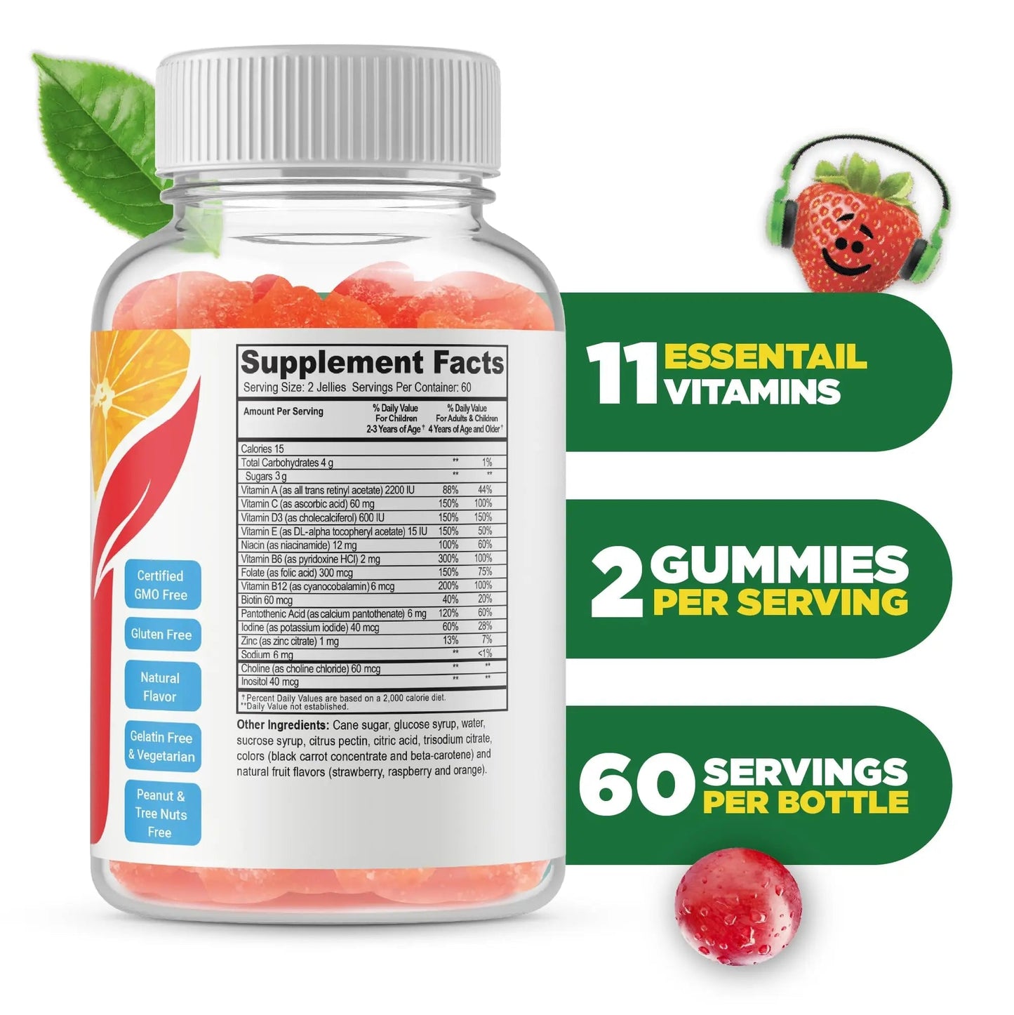 Doctors Finest Multivitamin Gummies for Kids - Vegetarian, GMO-Free & Gluten Free - Great Tasting Fruit Flavors Pectin Chews - 120 Jellies Doctors Orders