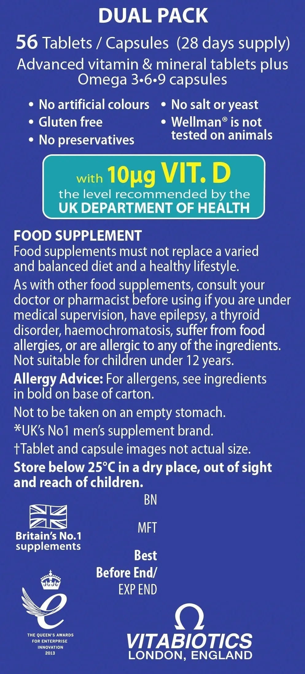 Vitabiotics Ltd Vitabiotics Wellman Plus, 56 Tablets/Capsules Wellman