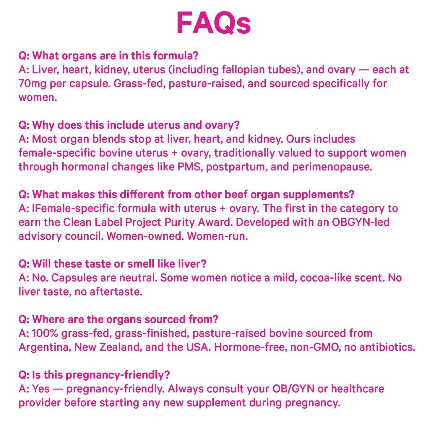 Pink Stork Beef Organ Supplement for Women, Clean Label, 60 Capsules | Grass-Fed Beef Liver Capsules, Iron, B12, CoQ10, Vitamin A, Primal Multivitamin for Hormone + Energy Support Gsupps Australia