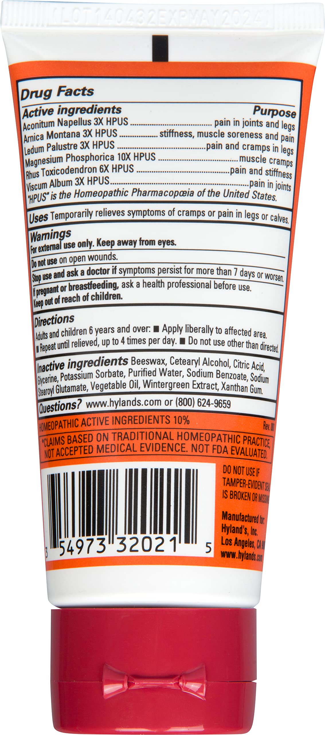 Hyland's Leg Cramps Ointment, Arnica Gel Leg Cramp Relief, 2.5 oz (Pack of 3) Hyland's