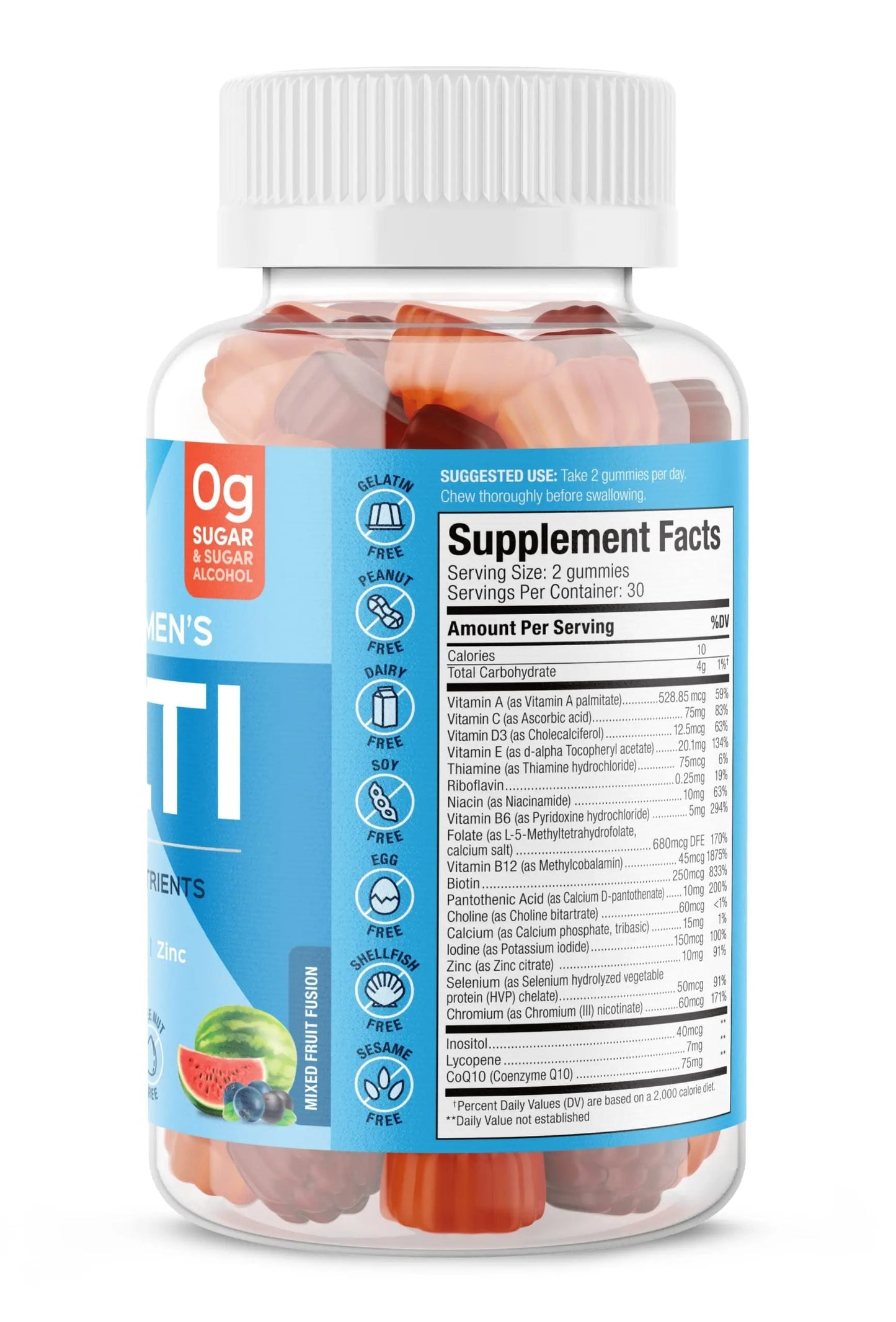SUKU Men's Daily Multivitamin Gummies – Vitamins A, B12, C, D3, E, Zinc, CoQ10 & Lycopene – Prostate, Heart & Immune Support SUKU