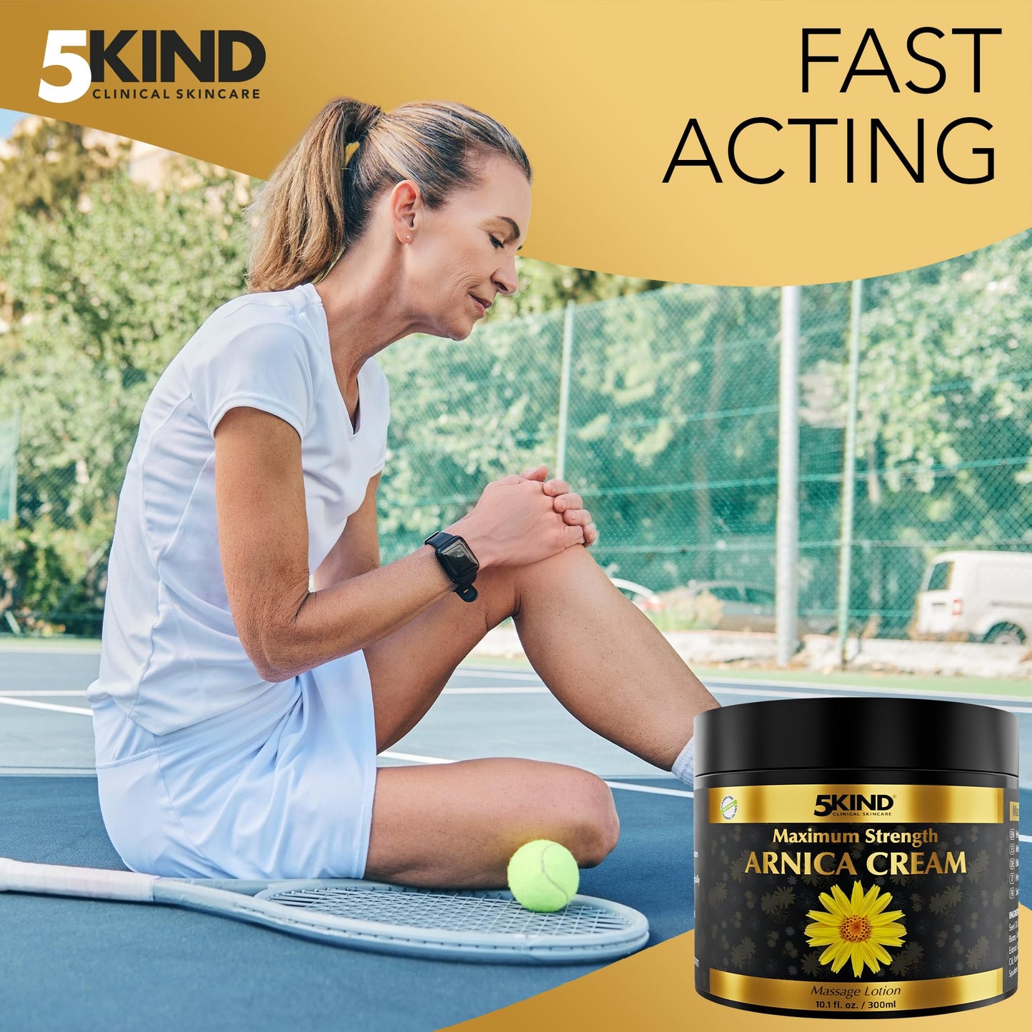 5kind Extra Strong Arnica Cream for Bruising and Swelling 10.1 Fl Oz - Arnica Bruise Cream Extra Strength Fast Healing Thin Skin - High Concentration Arnica Montana Extract for Bruises-Natural Formula 5kind clinical skincare