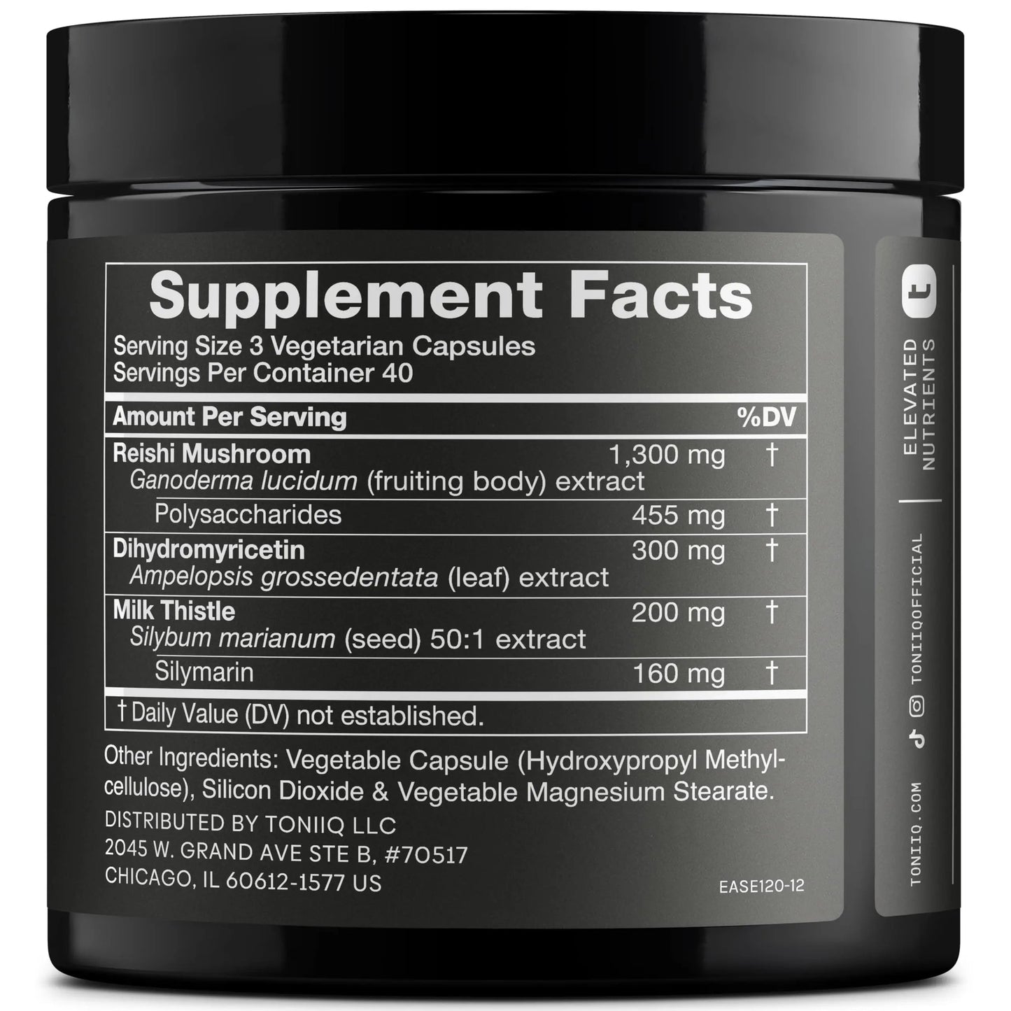 Toniiq Ease with DHM - Full Liver Support for a Night Out - 120 Capsules - 50x Super Concentrated Extract Toniiq