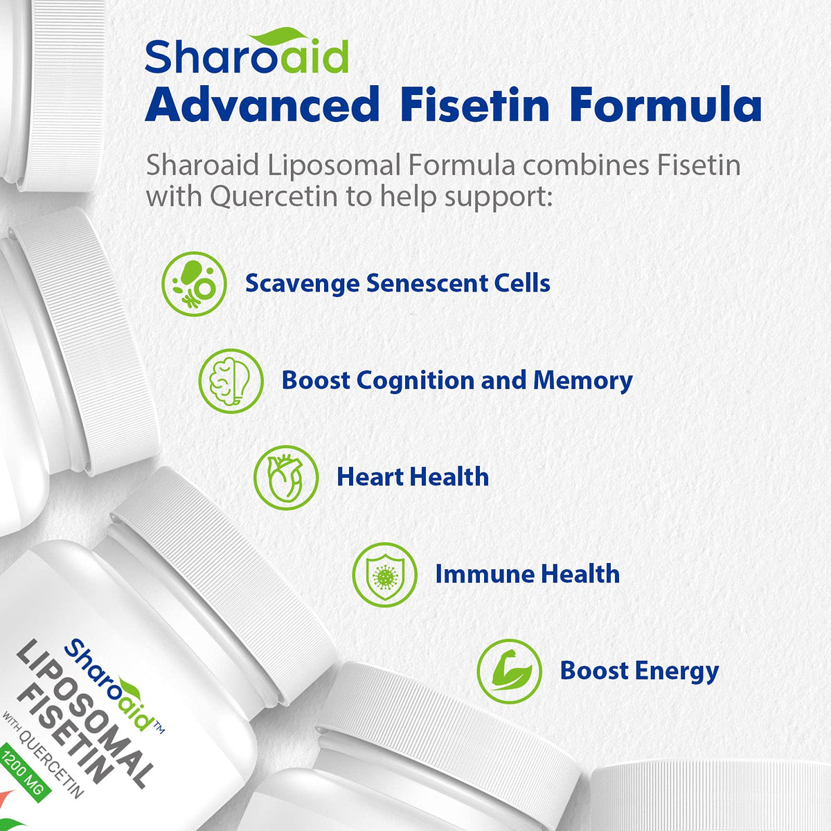 Sharoaid Liposomal Fisetin with Quercetin Supplements 1200 mg per Serving Sharoaid