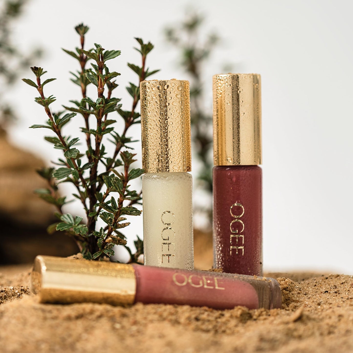 Ogee Beyond Clean Lip Gloss - Certified Organic Lip Gloss for Women - Effortlessly Plump, Hydrate & Add High-Shine Color, Freesia - Desert Rose Shimmer Ogee