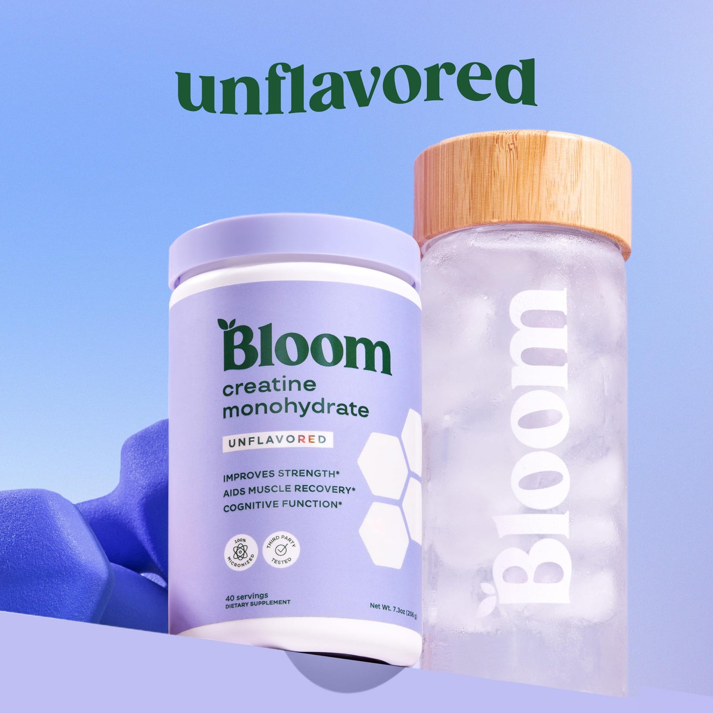 Bloom Nutrition Creatine Monohydrate Powder, 5g Micronized Creatine per Serving, Supports Muscle Recovery, Strength, Endurance, Pre or Post Workout, Gluten Free, Non GMO, Unflavored, 40 SVG, 7.3 oz Bloom Nutrition