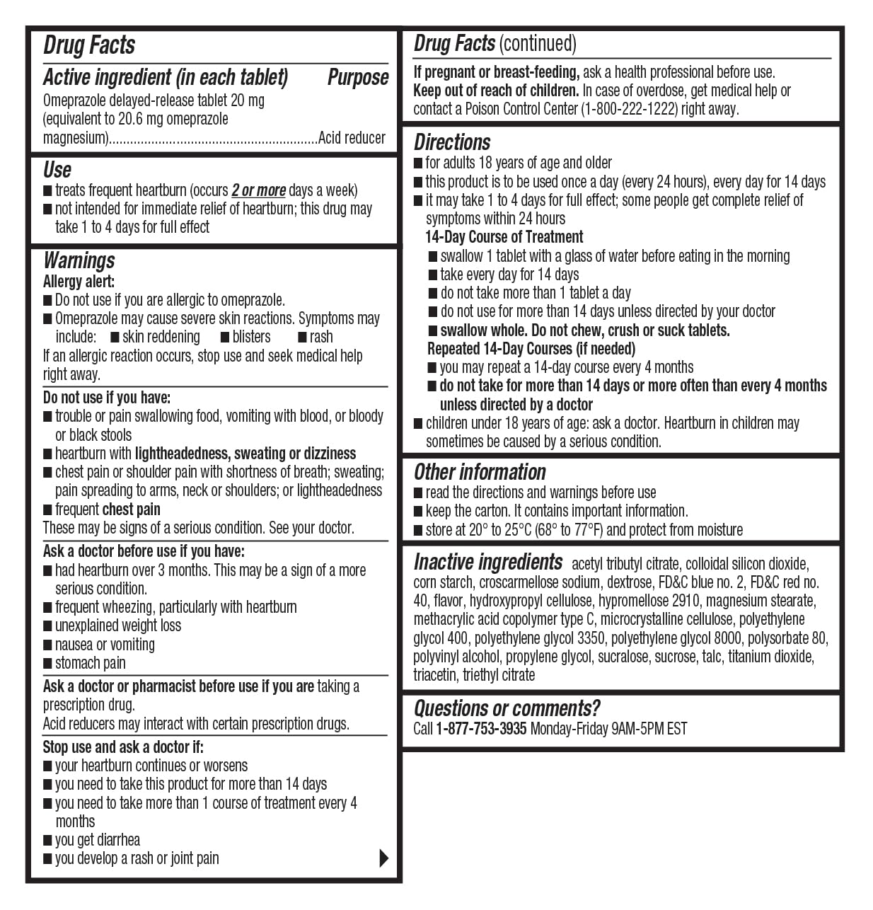 Wellness Basics Omeprazole 20mg Delayed Release | Acid Reducer | 42 Count | Tablet | Treats Frequent Heartburn (Wildberry) Wellness Basics