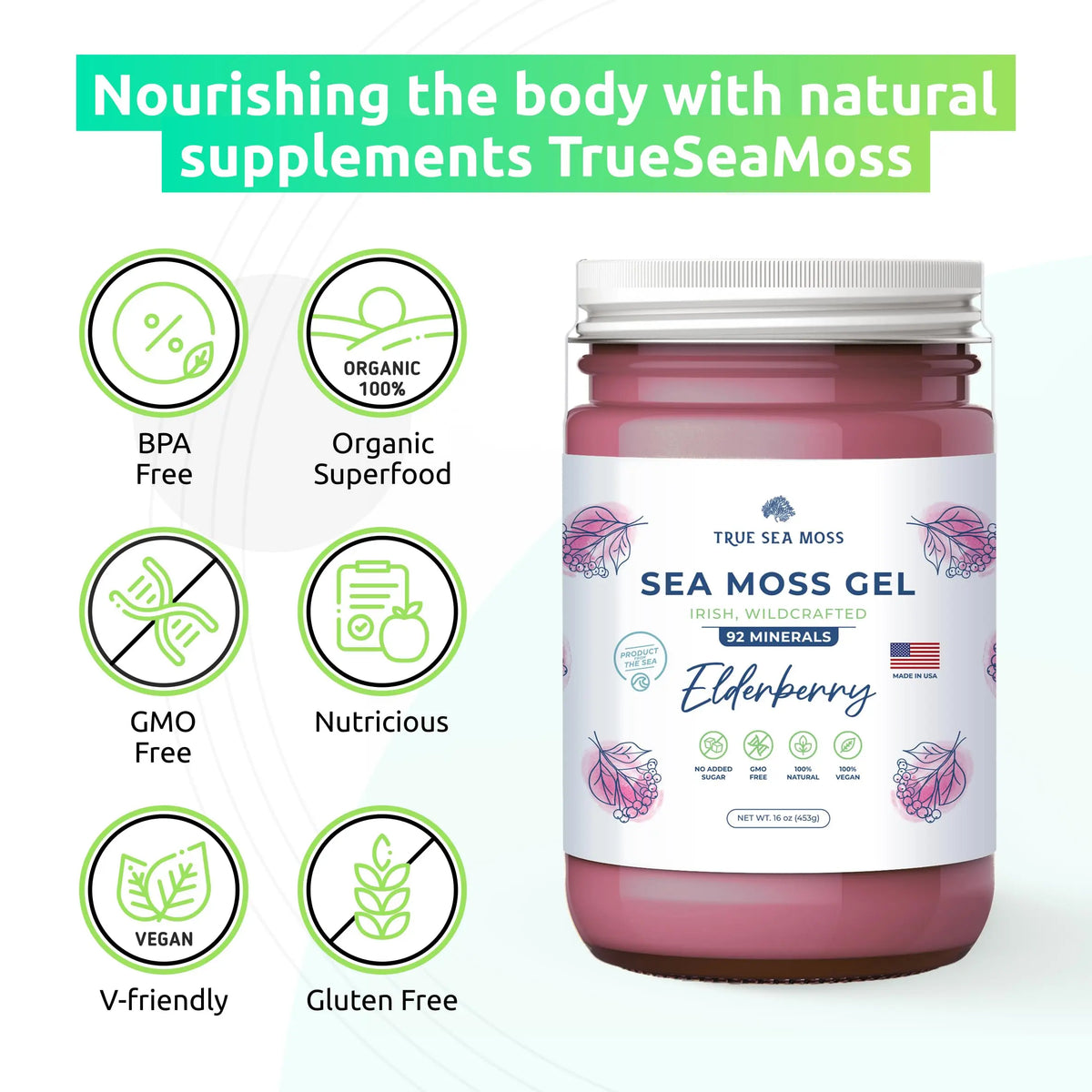 TrueSeaMoss Wildcrafted Irish Sea Moss Gel – Nutritious Organic Raw Seamoss Rich TrueSeaMoss