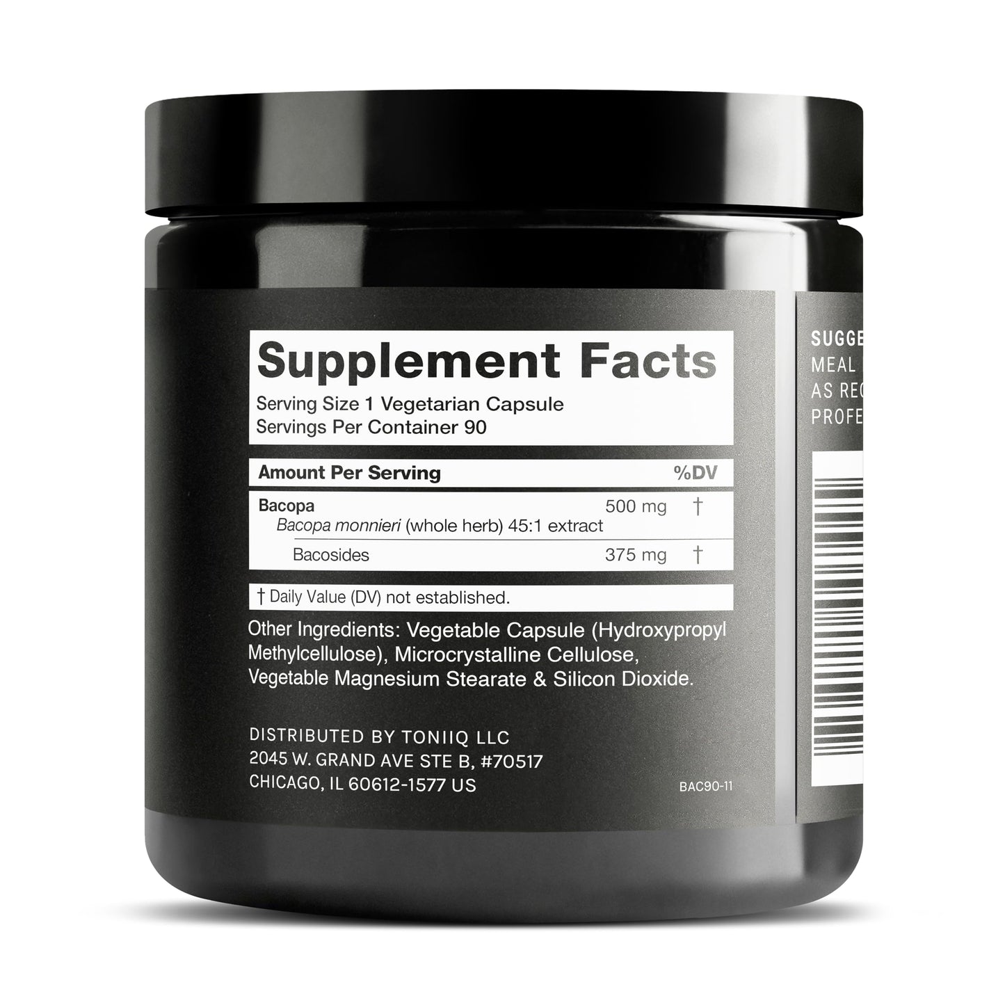 Toniiq Bacopa - Ultra High Potency 45:1 Extract with 75% Bacosides - Highly Concentrated - Third-Party Lab Tested - 90 Capsules Toniiq