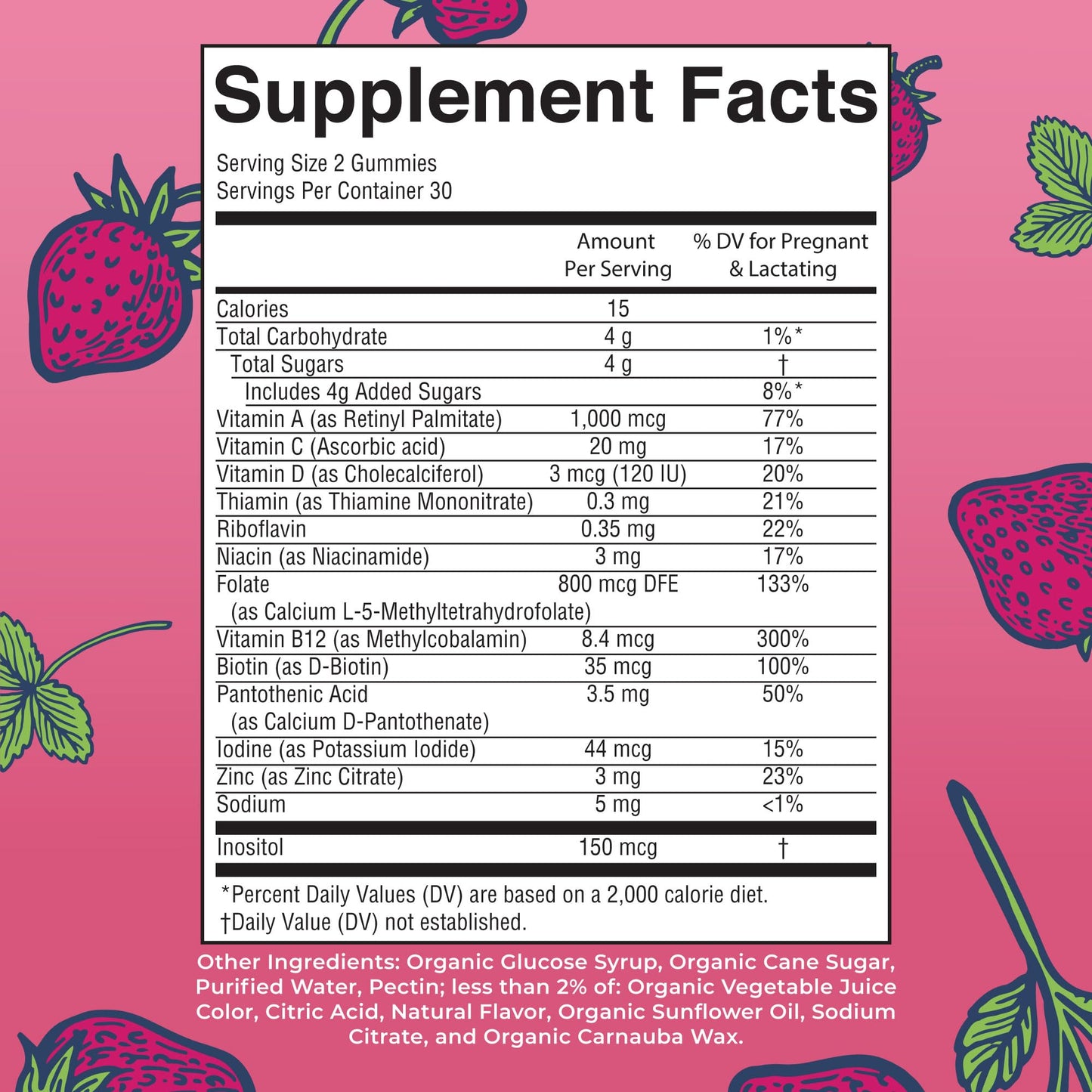 MaryRuth Organics Prenatal Vitamins for Women | USDA Organic Prenatal Gummies | Postnatal Vitamins for Women Breastfeeding | Methylfolate 800 mcg DFE | Iodine | Vegan | Non GMO | 30 Servings MARYRUTH'S