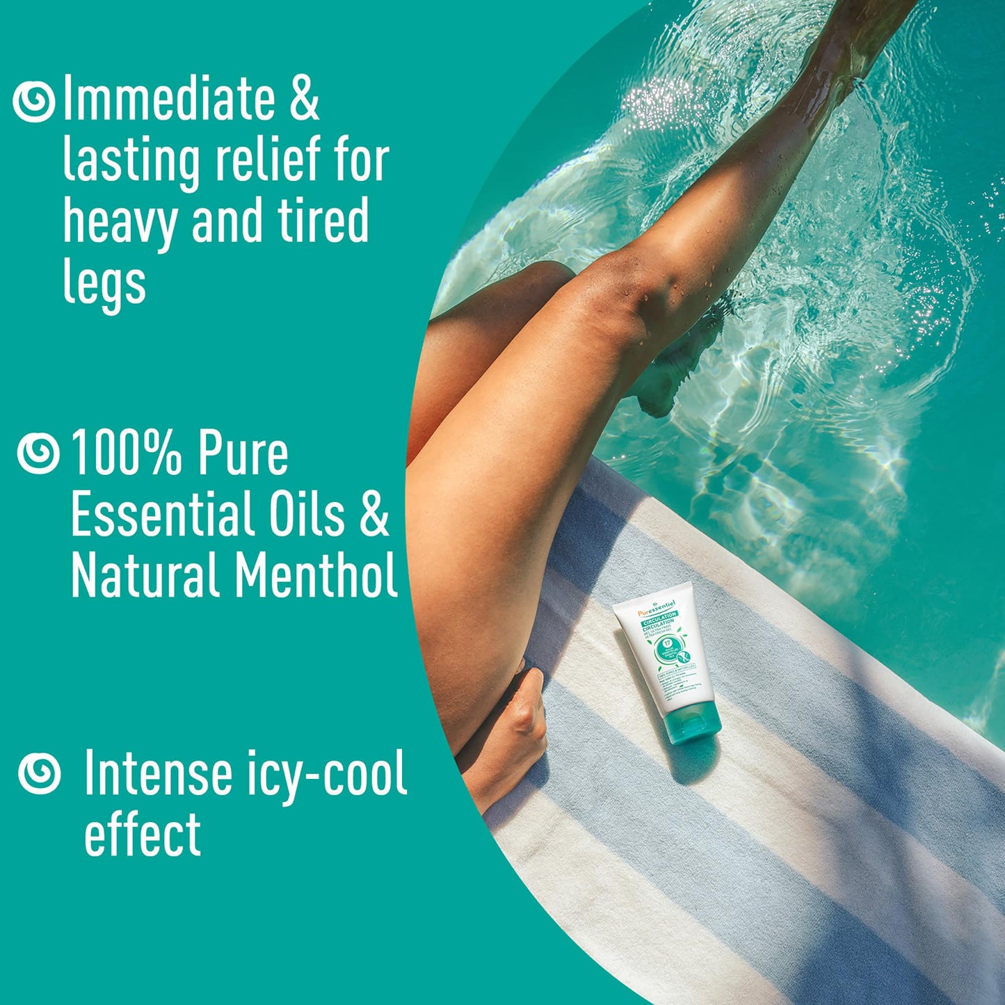 Puressentiel Soothing Gel for Tired Feet, Ankles, Legs - Aromatherapy Lotion with 17 Essential Oils for Body and Skin - Instant, Lasting Relief and Circulation - Natural and Alcohol Free - 4.22 oz Puressentiel