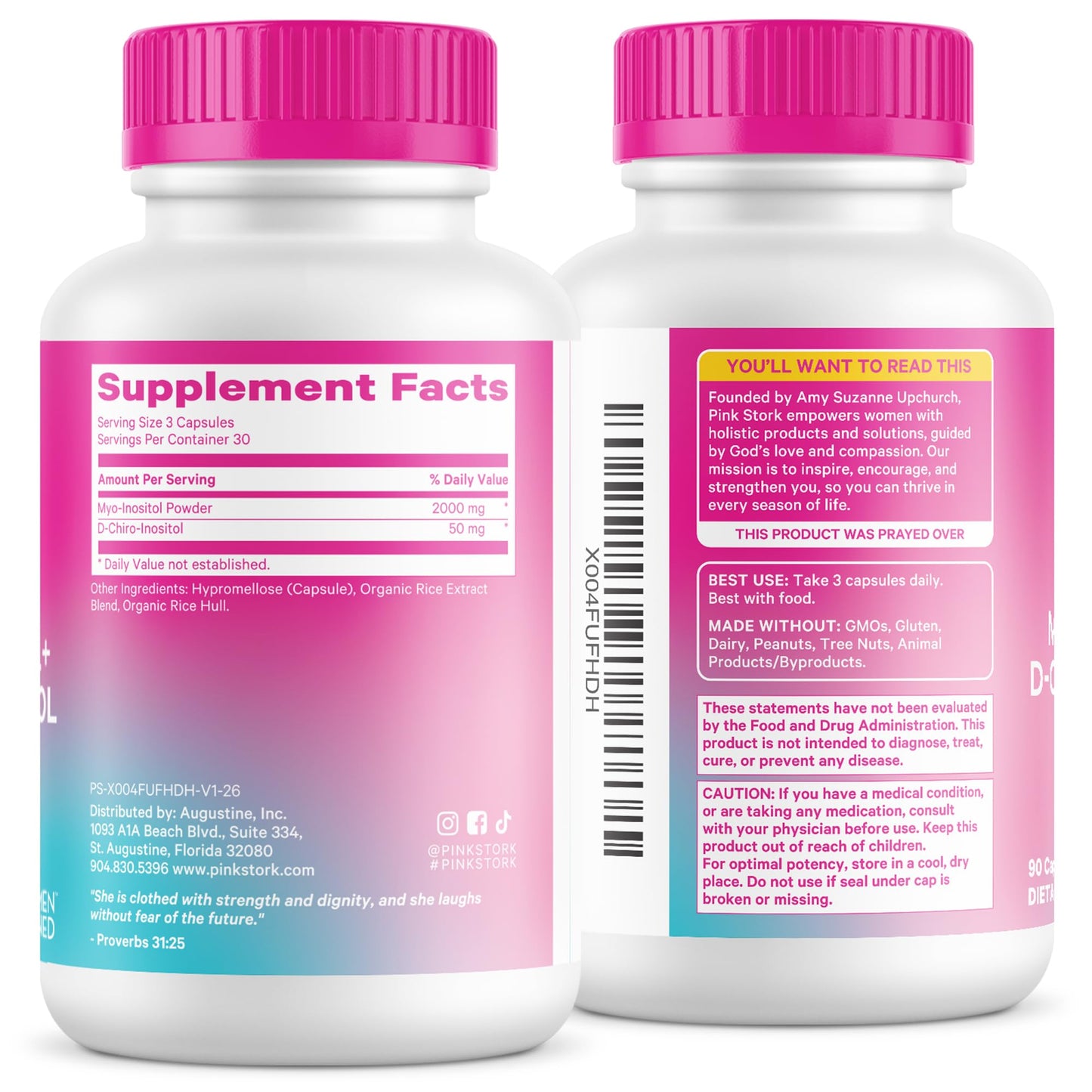 Pink Stork Inositol Supplement for Women 40:1 Myo & D-Chiro, 30 Count | Clinically Studied Ratio to Support Hormone Balance, Healthy Ovulation, Cycle Regularity & Fertility Gsupps Australia