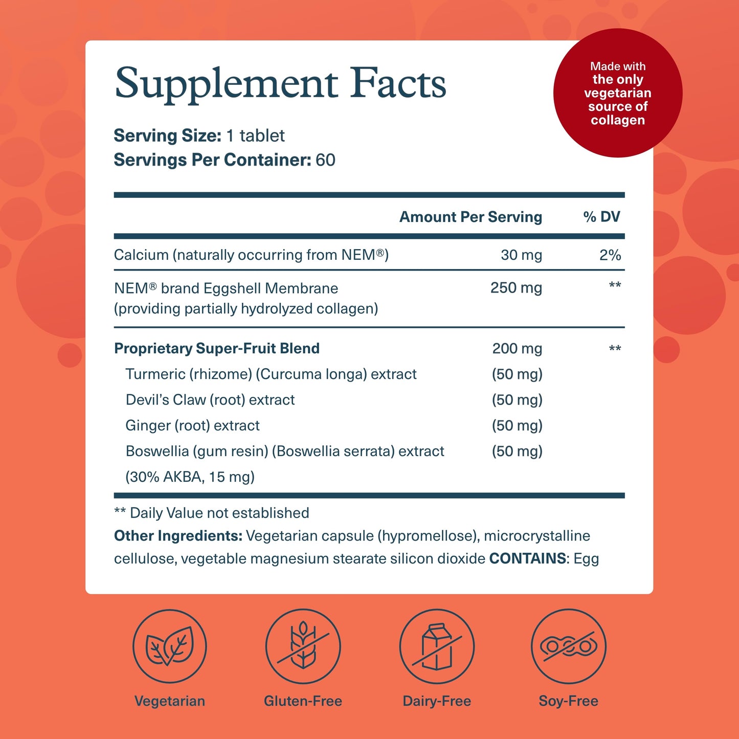 Youtheory Joint Collagen - Vegetarian Collagen Supplement with NEM Eggshell Membrane & Boswellia Extract - Dairy, Soy & Gluten Free - 60 Vegetarian Capsules Youtheory