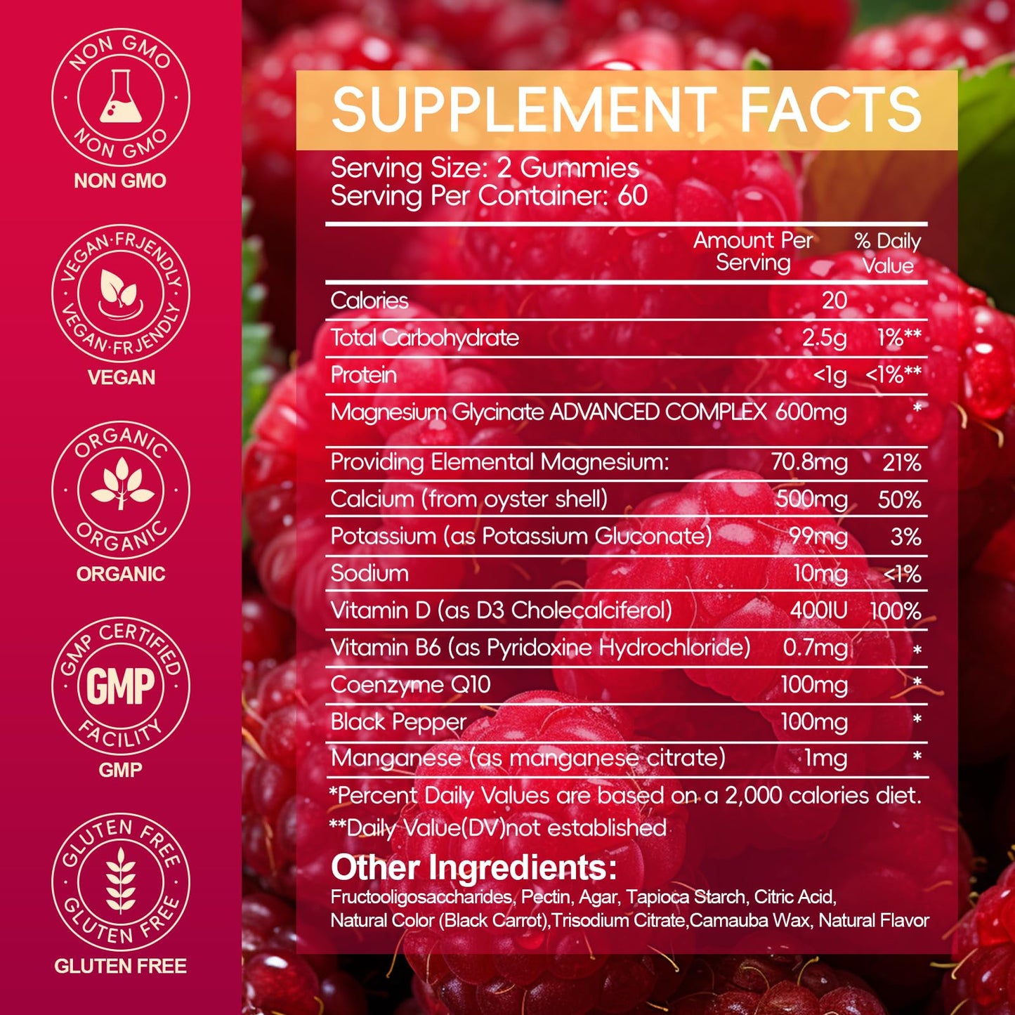 Magnesium Glycinate Gummies 600mg, Sugar Free Magnesium Gummies for Adults, Chewable Potassium Supplements for Body Support Cytona