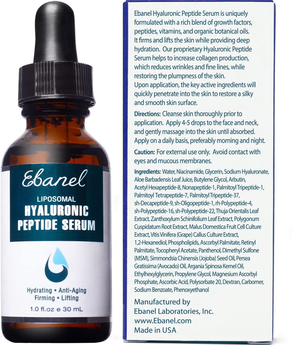 Ebanel Anti Aging Skincare Bundle of Retinol Moisturizer Cream with Collagen and Hyaluronic Acid Serum, Reduces Wrinkles, Hydrates, Firm and Smooth Skin Ebanel