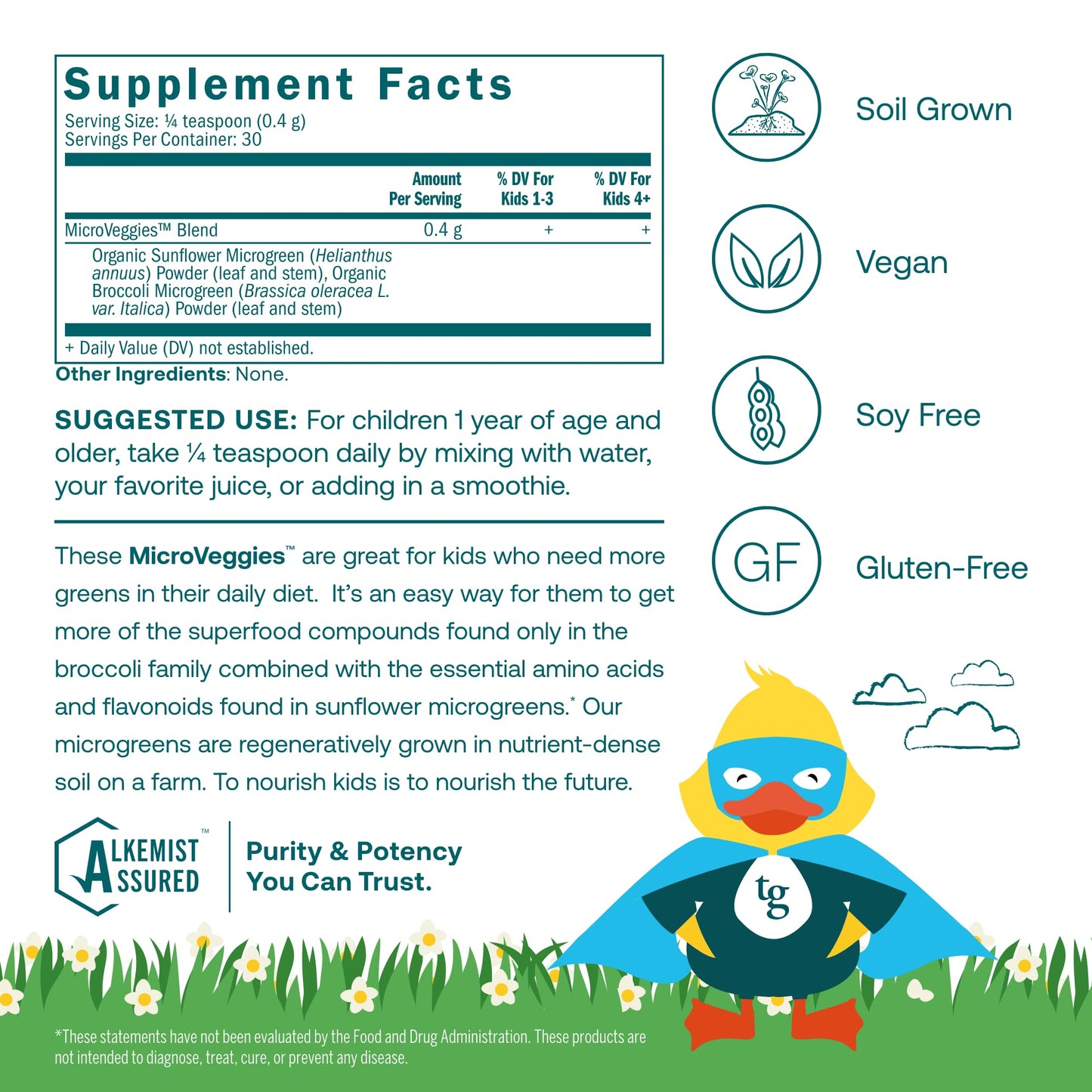 True Grace True Littles MicroVeggies - 0.4 oz - Kids Daily Superfood Powder for Immune Health - Gluten & Soy Free, Vegan, Regenerative Organic Certified - 30 Servings True Grace