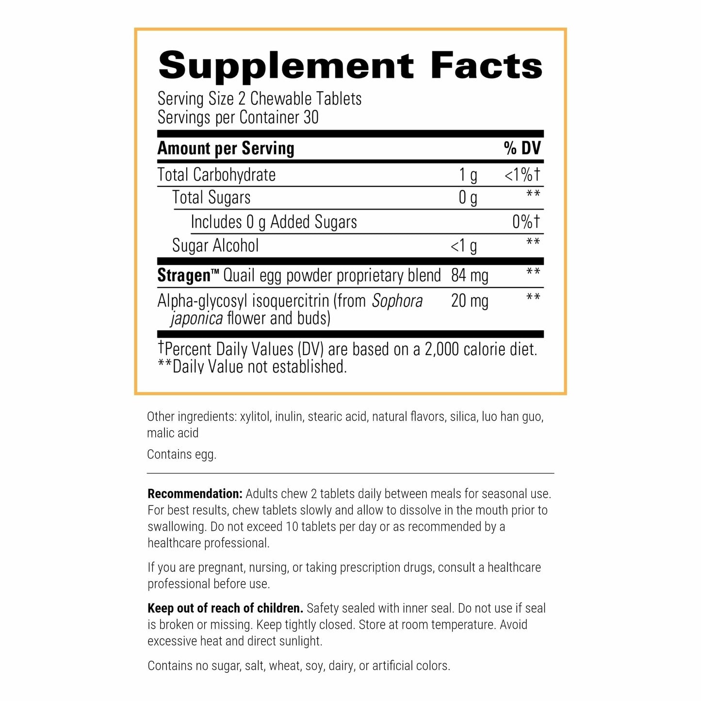 Integrative Therapeutics AllQlear - Seasonal Supplement for Immune Support *- Quail Egg Powder Blend - Dairy-Free - Berry Flavored, 60 Chewable Tablets (30 Servings) Integrative Therapeutics