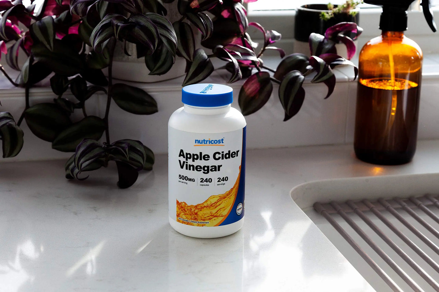 Nutricost Apple Cider Vinegar Capsules 500mg, 240 Vegetarian Capsules - Natural, Vegetarian, GMP, Non-GMO and Gluten Free Nutricost