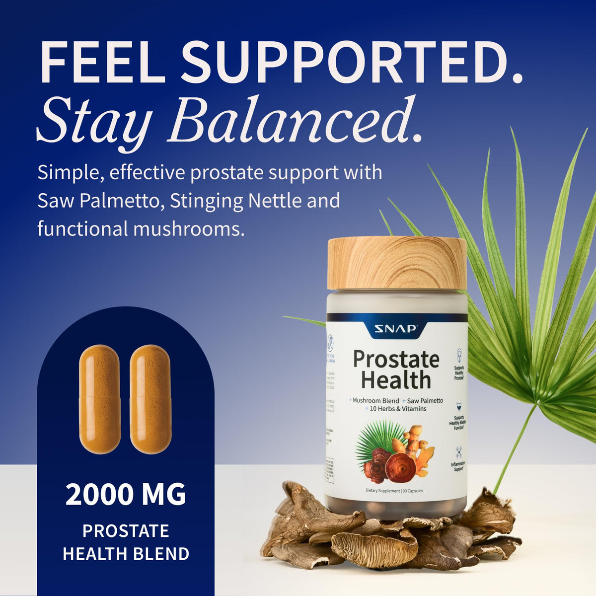 Snap Supplements Prostate Health Supplement with Saw Palmetto for Men, DHT Blocker - Helps Support Male Urinary Tract and Prostate for Mens Health Snap Supplements