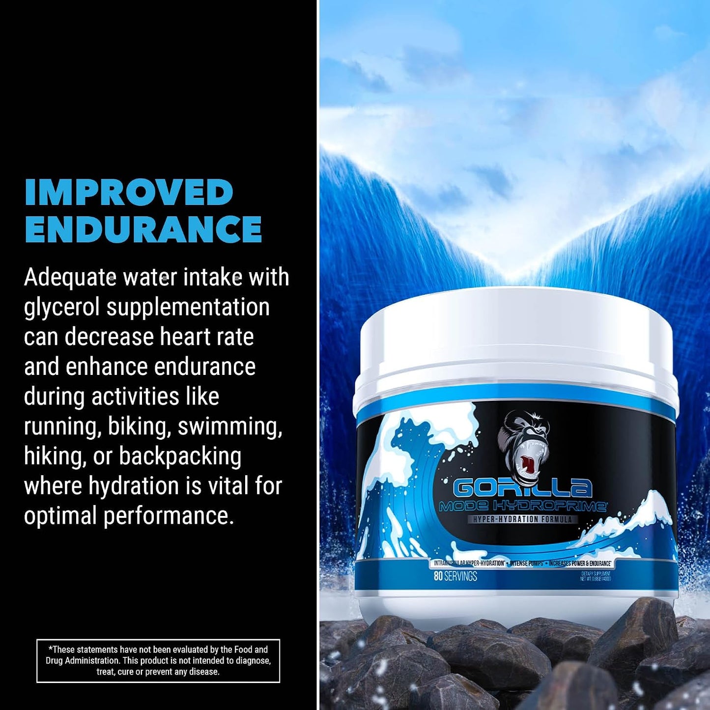 Gorilla Mode Pre Workout (Cherry) + HydroPrime Glycerol Pre Workout - Comprehensive Stack for Hyper-Hydration, Pump, Power, Endurance, and Thermoregulation Gsupps Australia