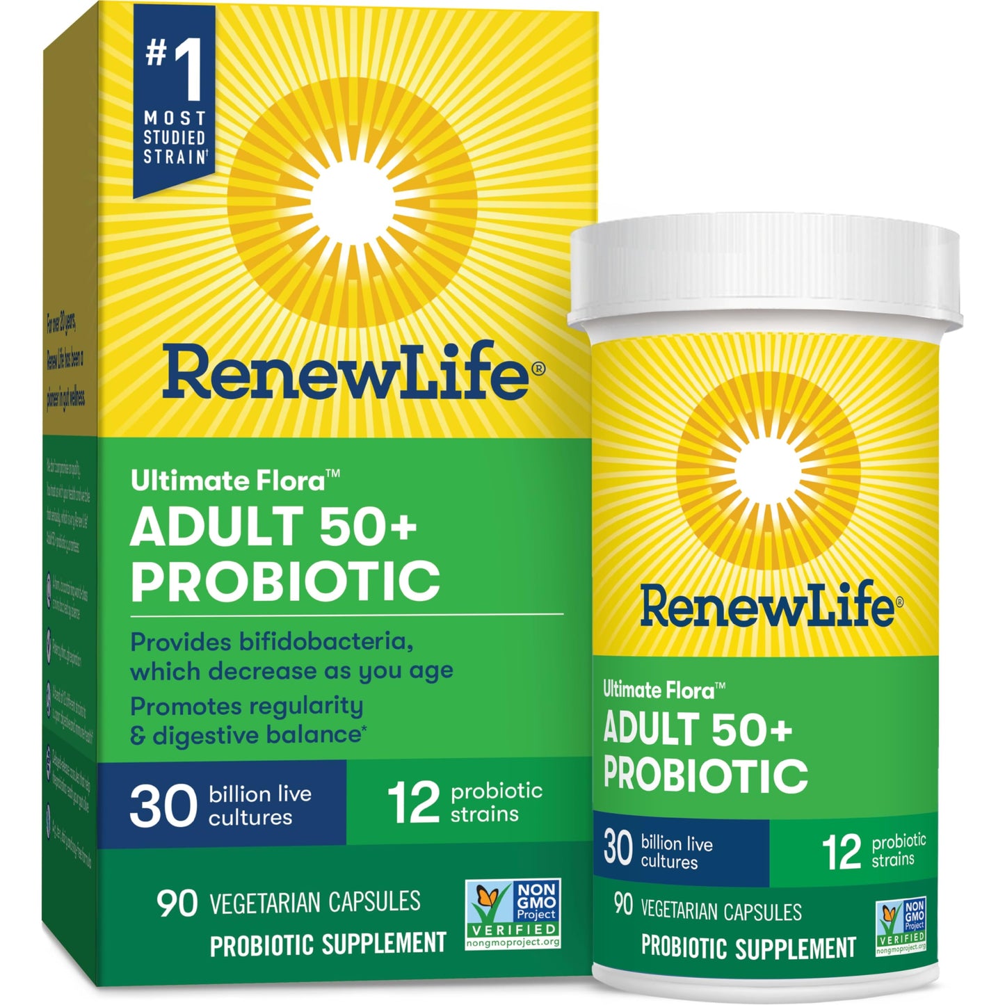 Renew Life Probiotic Adult 50 Plus Probiotic Capsules, Daily Supplement Supports Urinary Renew Life