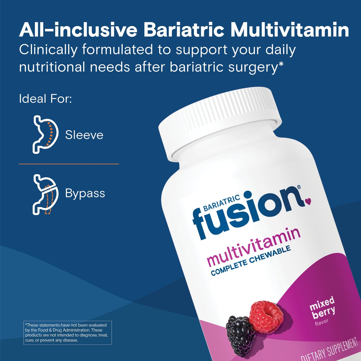 Bariatric Fusion Bariatric Multivitamin with Iron Complete Chewable | Mixed Berry | Post Bariatric Vitamins for Gastric Bypass Bariatric Fusion