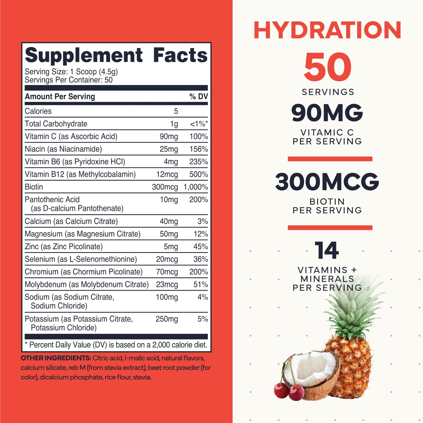 Type Zero Clean Electrolytes Hydration Powder Drink Mix + 14 Essential Vitamins & Minerals - Sugar Free, Zero Artificial Ingredients - Fruit Punch, 50 Servings Type Zero