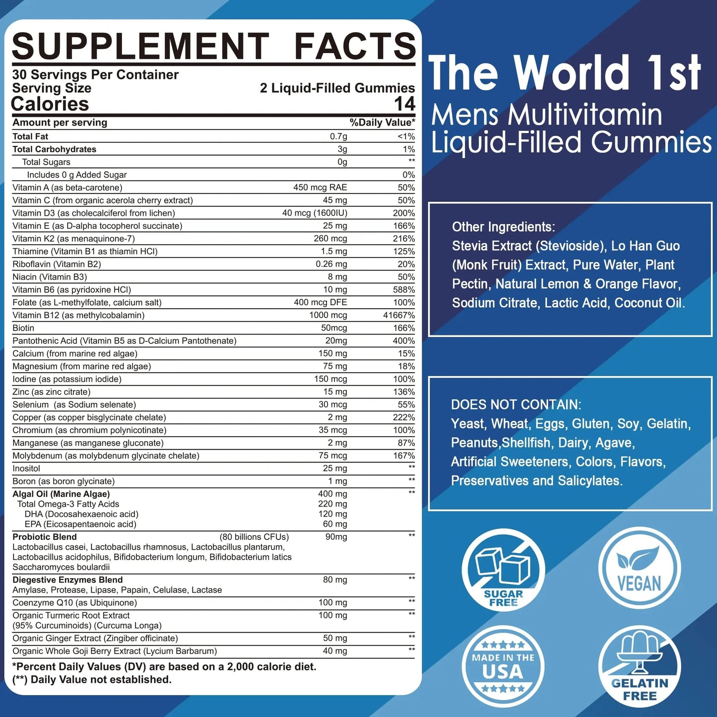 LILICARE Mens Multivitamins Gummies + Methylene Blue Gummies for Human LILICARE