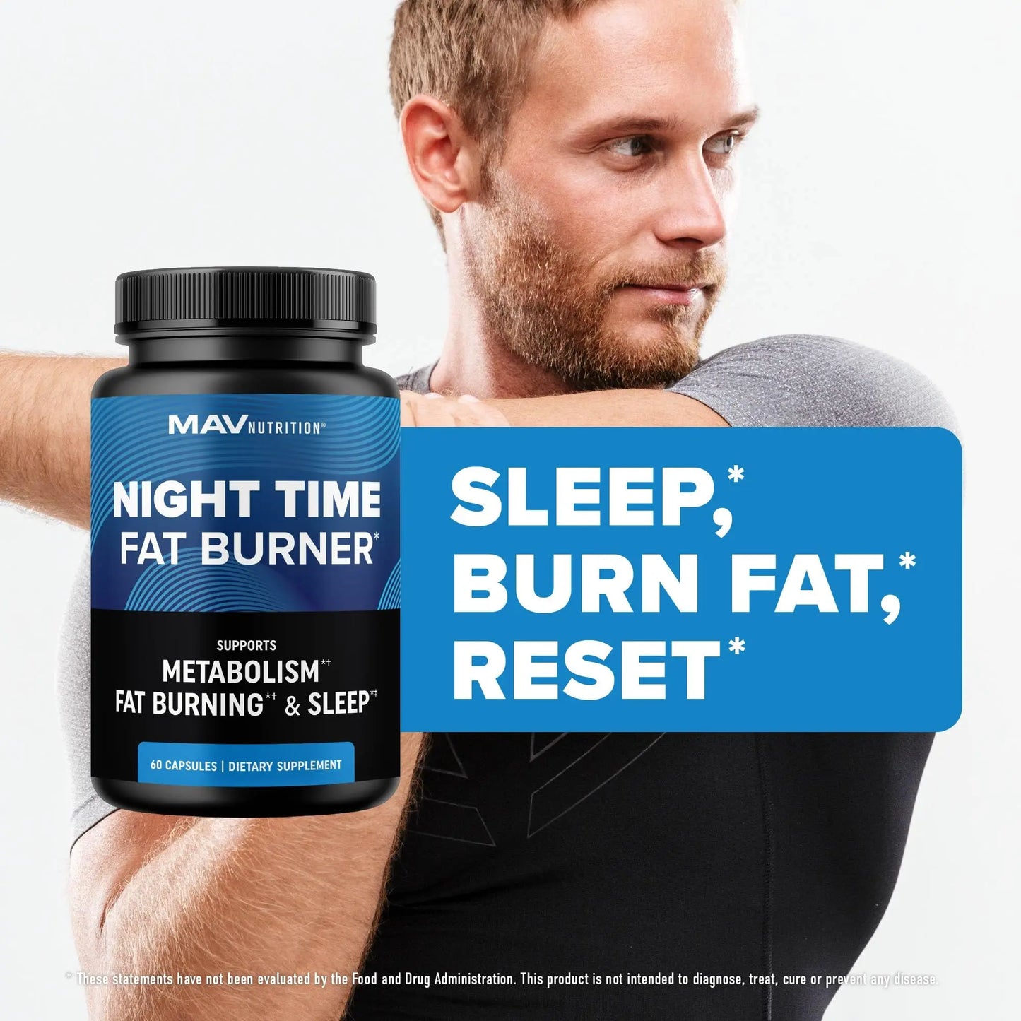 Night Time Fat Burner for Weight Loss Support & Sleep Aid | Appetite Suppressant, Carb Blocker, Nighttime Metabolism Booster for Stomach Fat Burner MAV NUTRITION