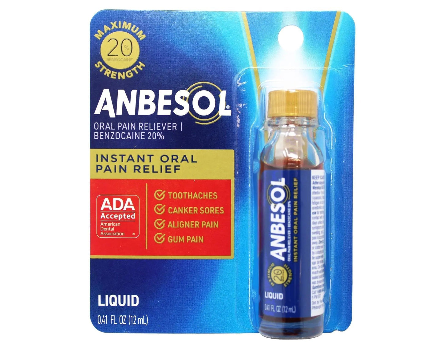 Anbesol Maximum Strength Liquid, 0.41 Fluid Ounce (Pack of 3) YEGE