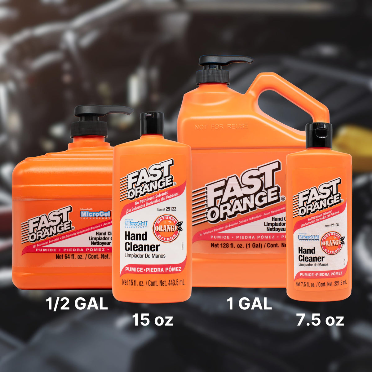 Fast Orange 25108 Pumice Lotion, Heavy Duty Hand Cleaner, Natural Citrus Scent, Waterless Cleaner For Mechanics, Strong Grease Fighter, 7.5 oz Fast Orange