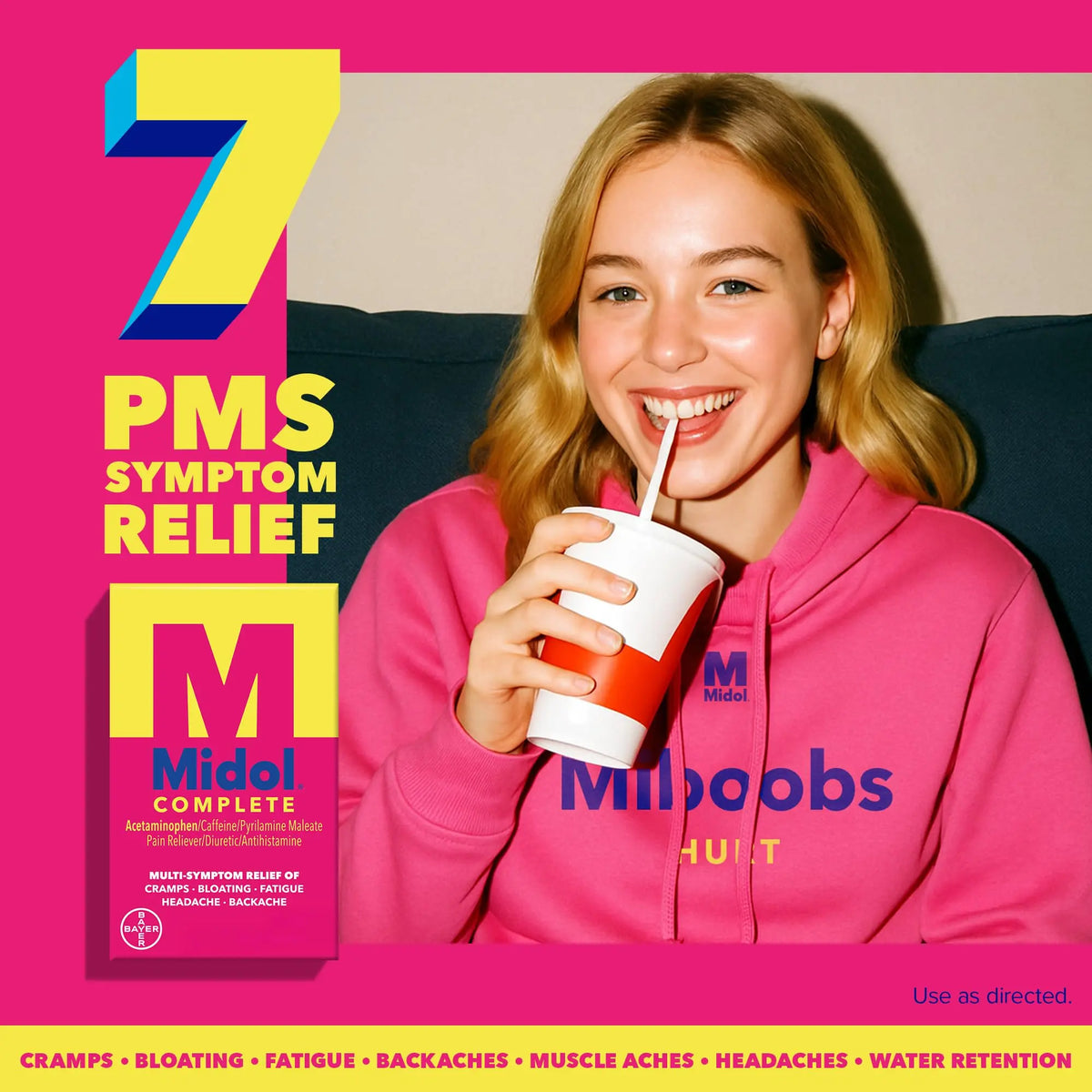 Midol Complete On The Go Caplets with Acetaminophen for Menstrual Symptom Relief, Period Cramp and Menstrual Pain Relief, 50 Count (25 Pouches of 2) Midol