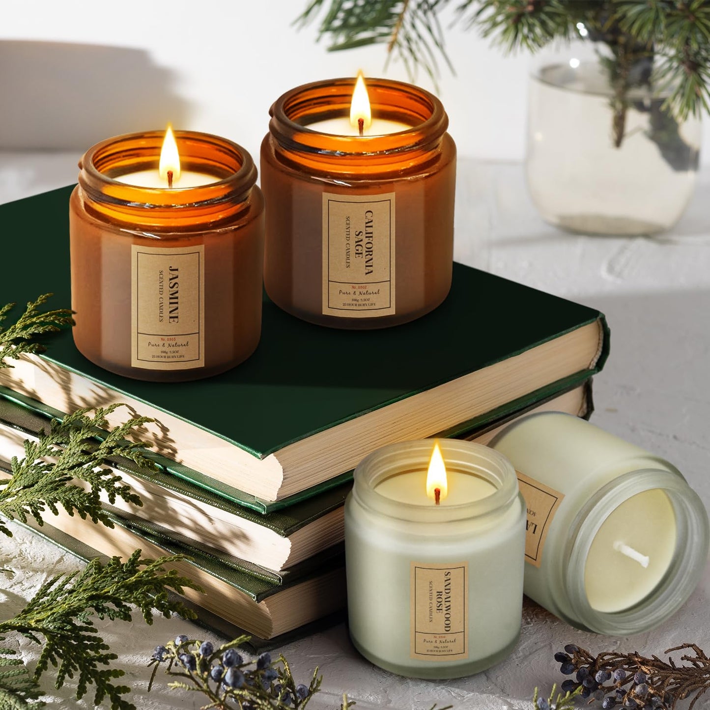Aromatherapy Candles for Home Scented, 4 Pack Lavender Candles Gifts Set for Women FOMICO