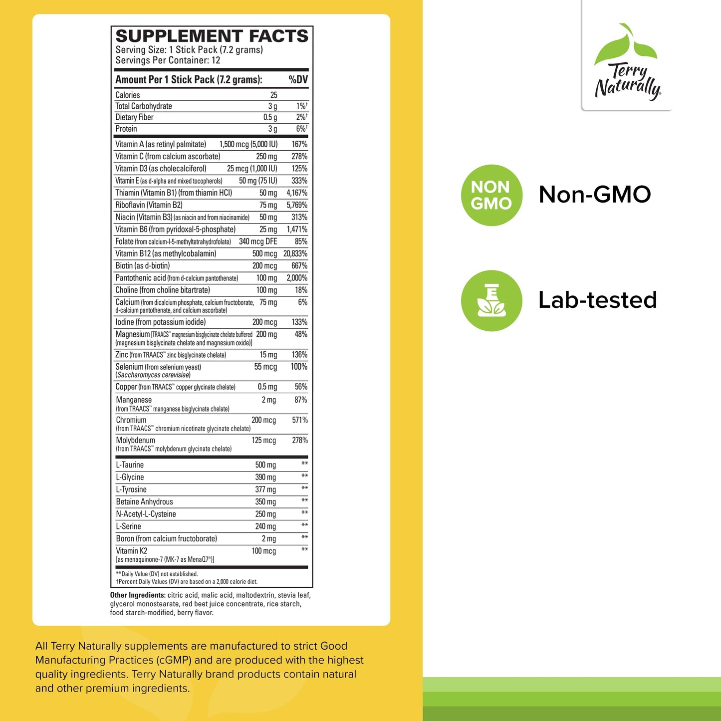 Terry Naturally Fatigued to Fantastic Energy Revitalization - Drink Mix for Energy with L-Tyrosine, Vitamins A, D3, E & B - Supports Heart Health - 12 Individual Packets (12 Servings) Terry Naturally