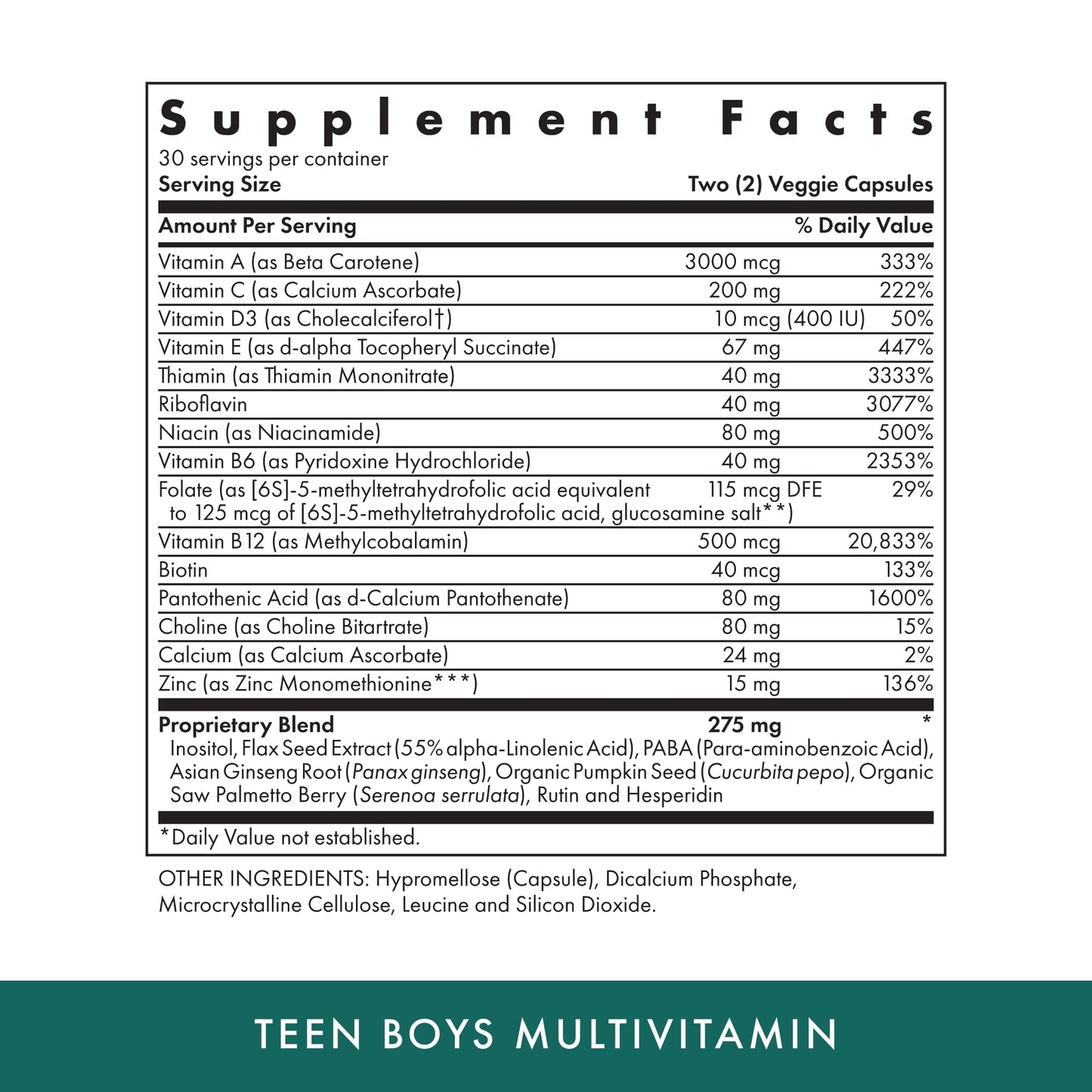 Michael's Health Naturopathic Programs Teen Boys - 60 Vegetarian Capsules - Daily Multivitamin Supplement - Kosher - 30 Servings MICHAEL'S