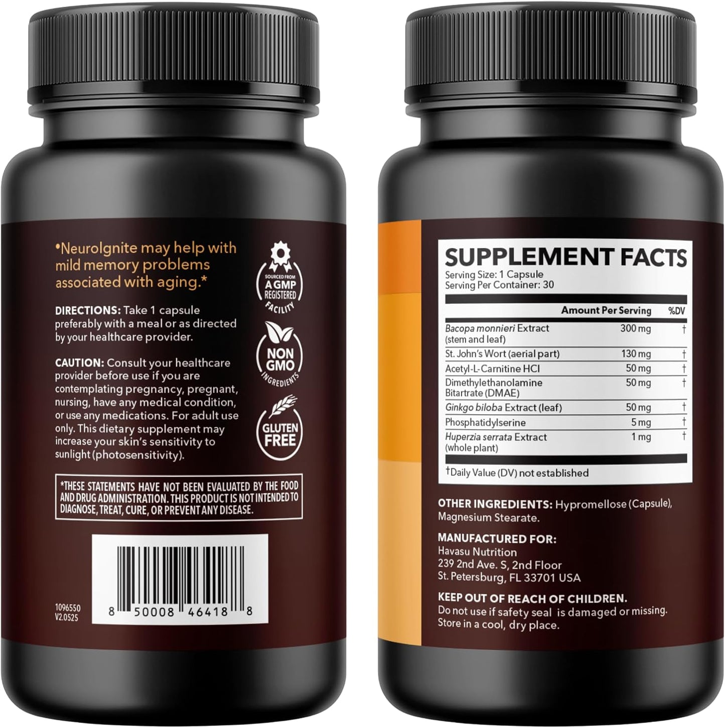 NeuroIGNITE Nootropic Brain Supplement for Memory and Focus, 30 Count | Vegan, Non-GMO Nootropic with Bacopa, Ginkgo Biloba, St. John's Wort for Cognitive Health and Mental Clarity, 30 Servings Gsupps Australia