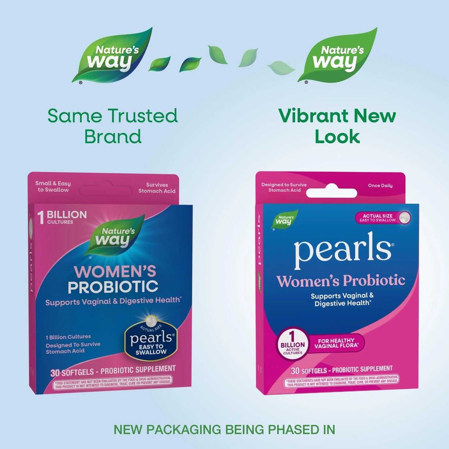 Nature's Way Pearls Women's Probiotic, Supports Women's and Digestive Health*, Protects Against Occasional Constipation & Bloating*, 1 Billion Live Cultures, 30 Softgels (Packaging May Vary) Nature's Way