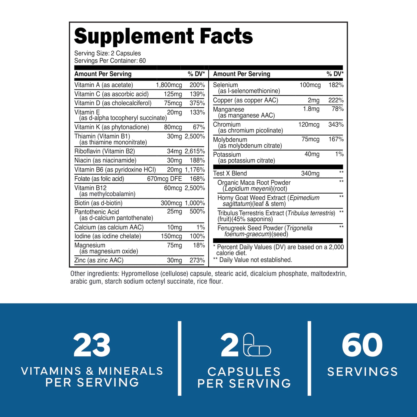 Type Zero Multivitamin Capsules for Men (120 Capsules) (1200 mg) - Gluten-Free, 60 Servings Type Zero